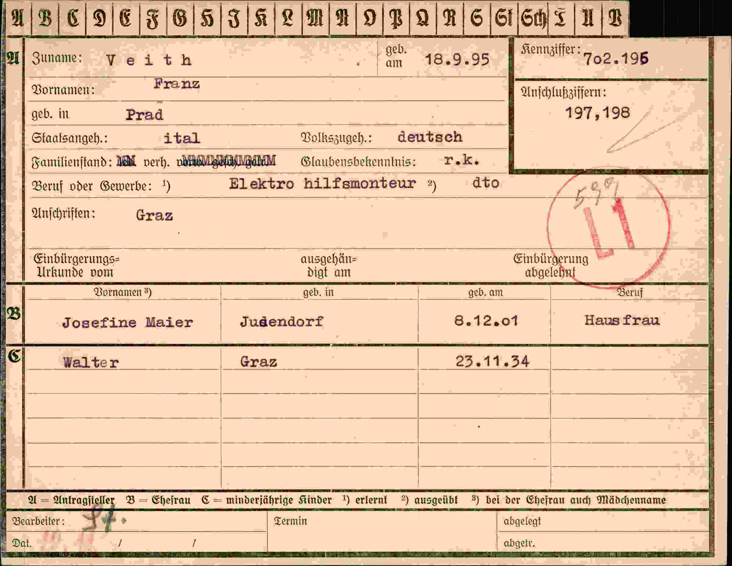 Dokument für Franz Veith