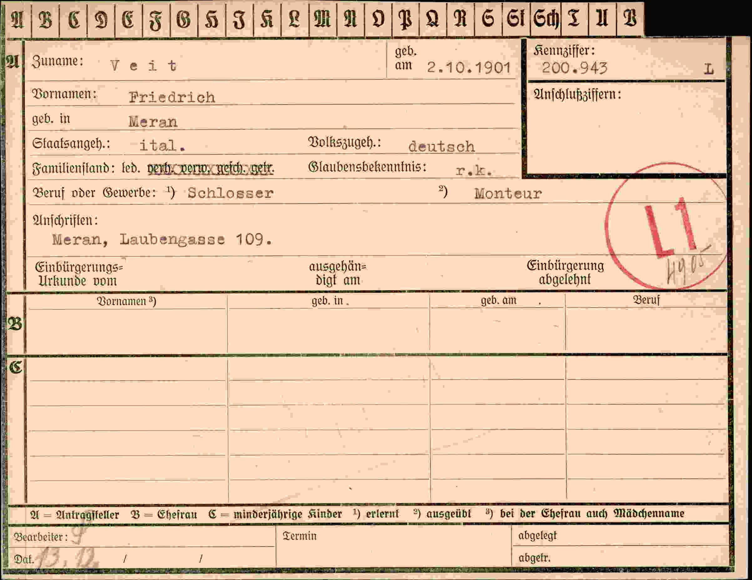 Dokument für Friedrich Veit