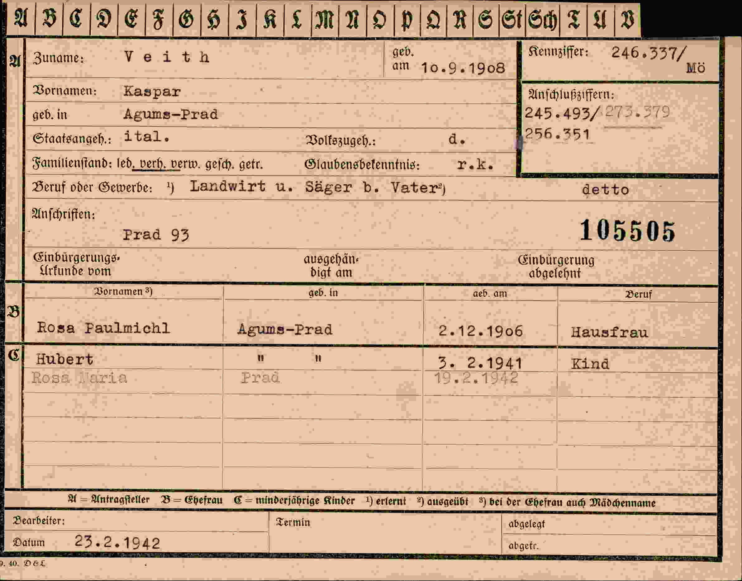 Vorderseite des Dokuments