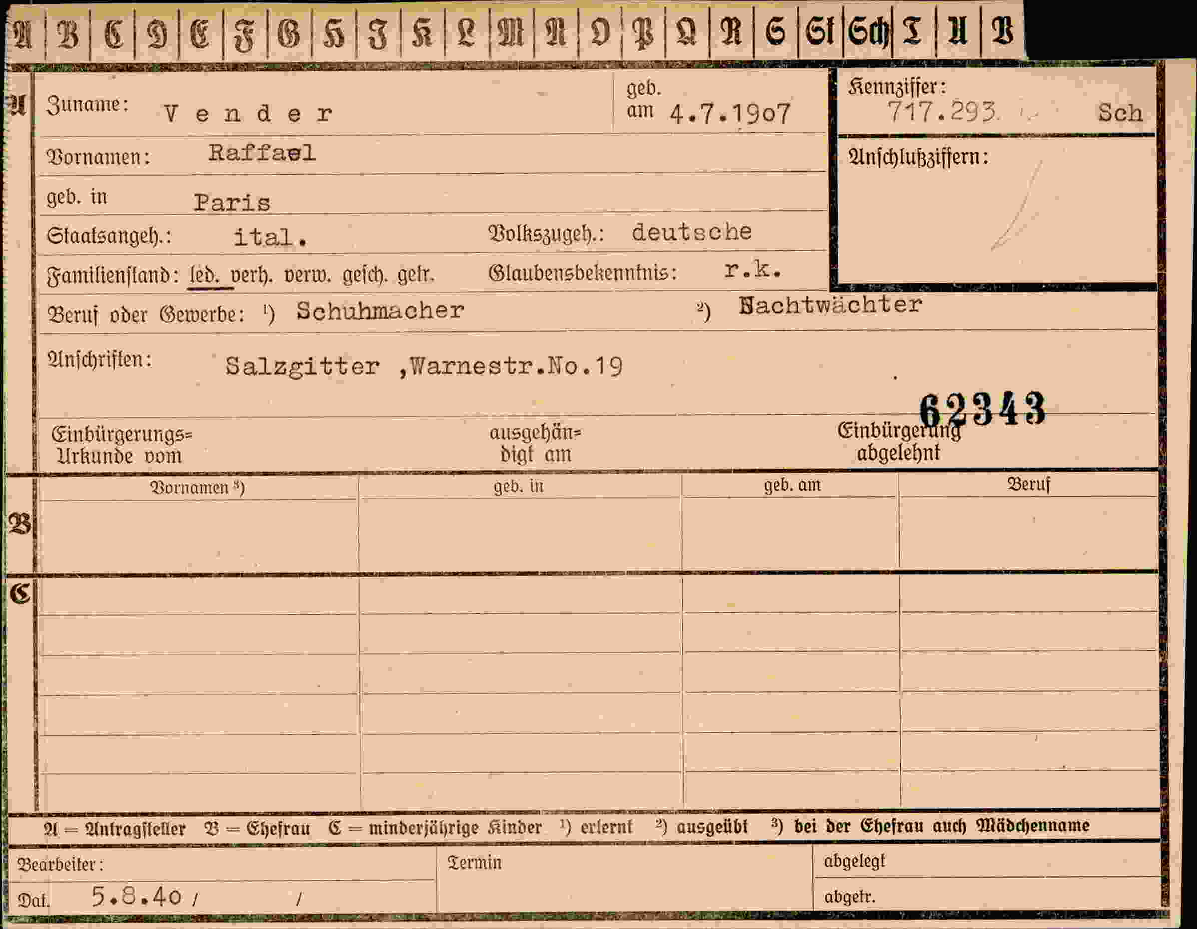 Dokument für Raffael Vender