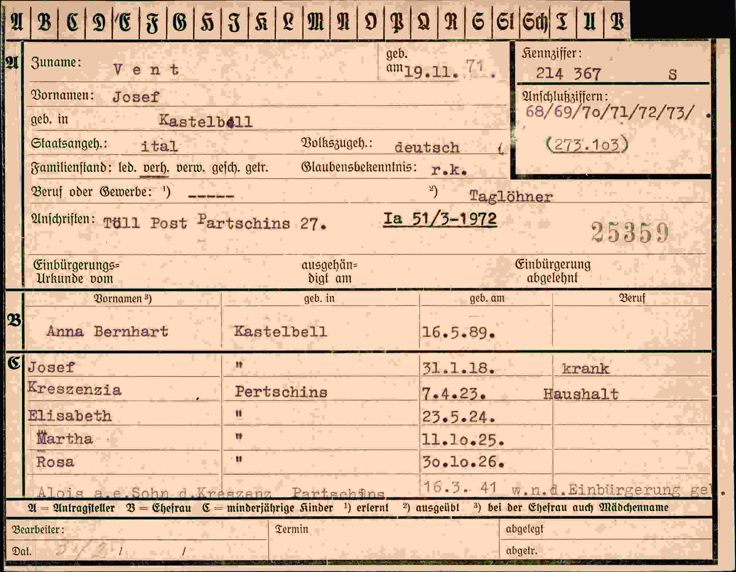 Vorderseite des Dokuments