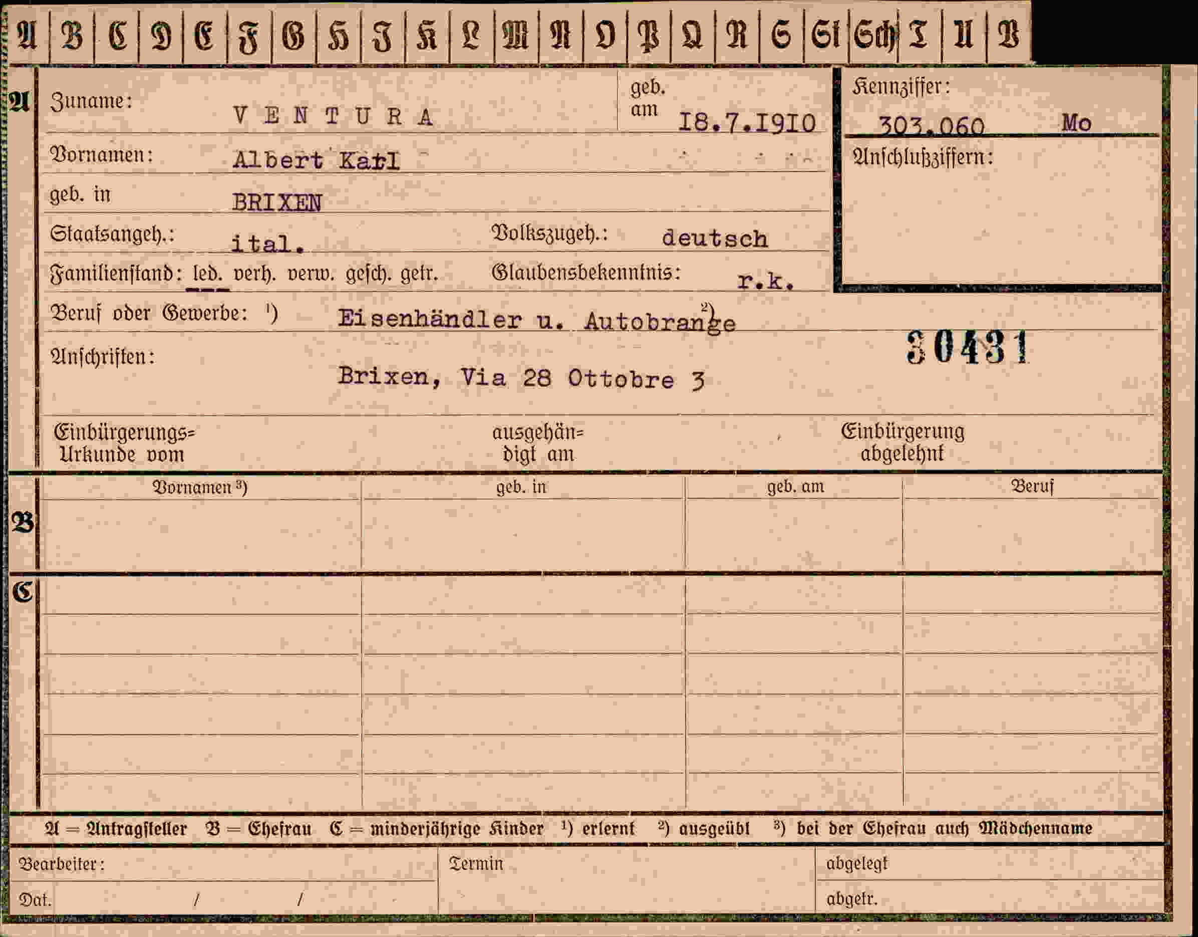 Dokument für Albert Karl Ventura