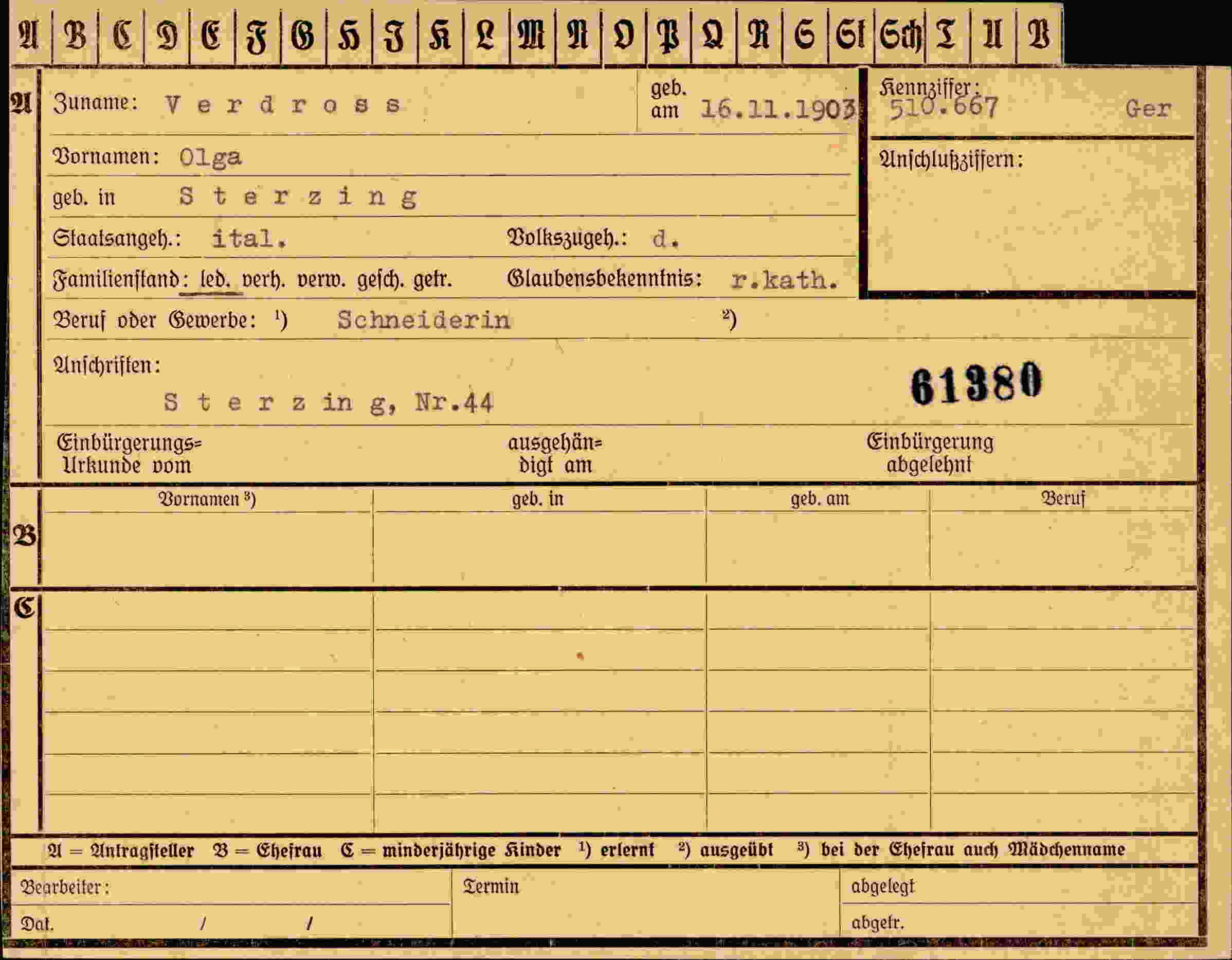 Dokument für Olga Verdross