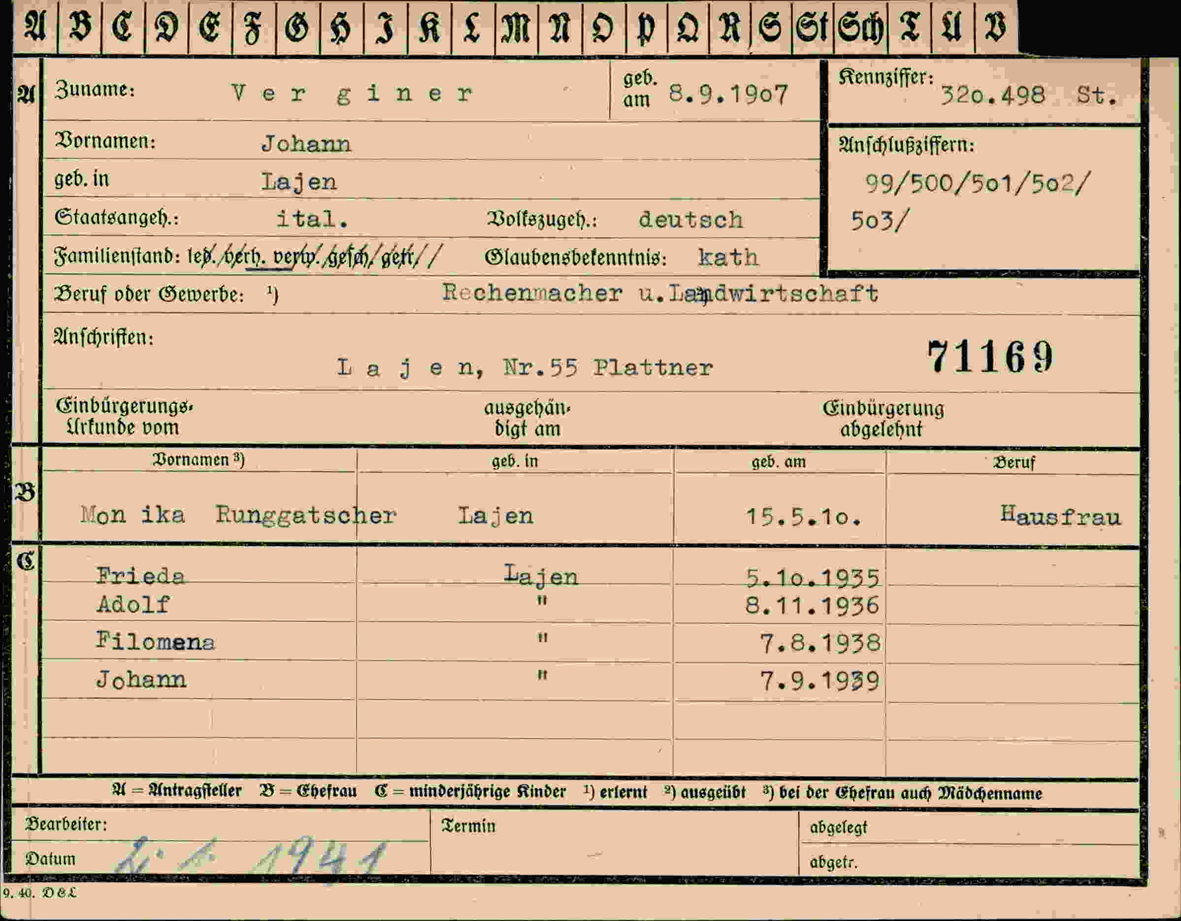 Dokument für Johann Verginer