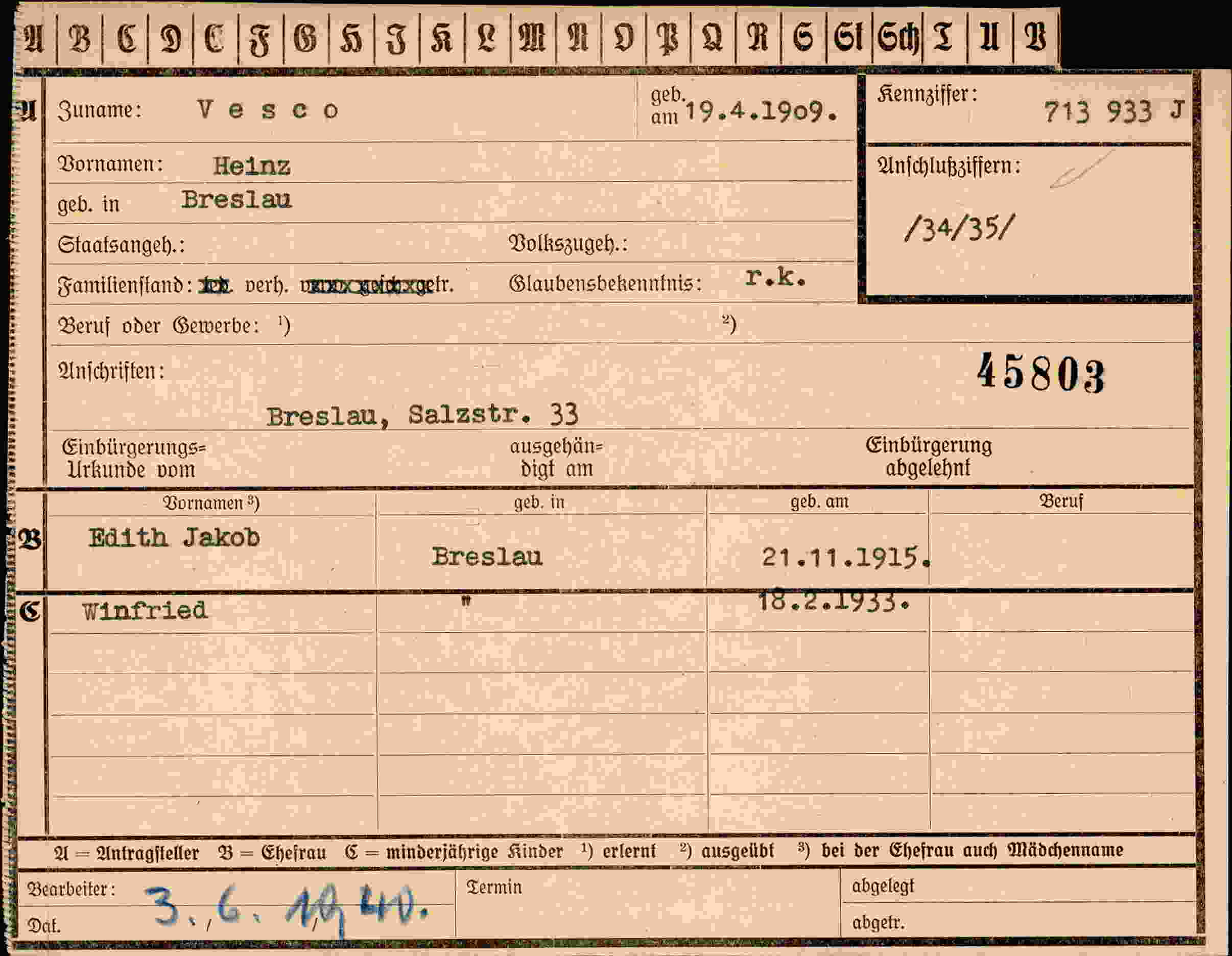 Dokument für Heinz Vesco