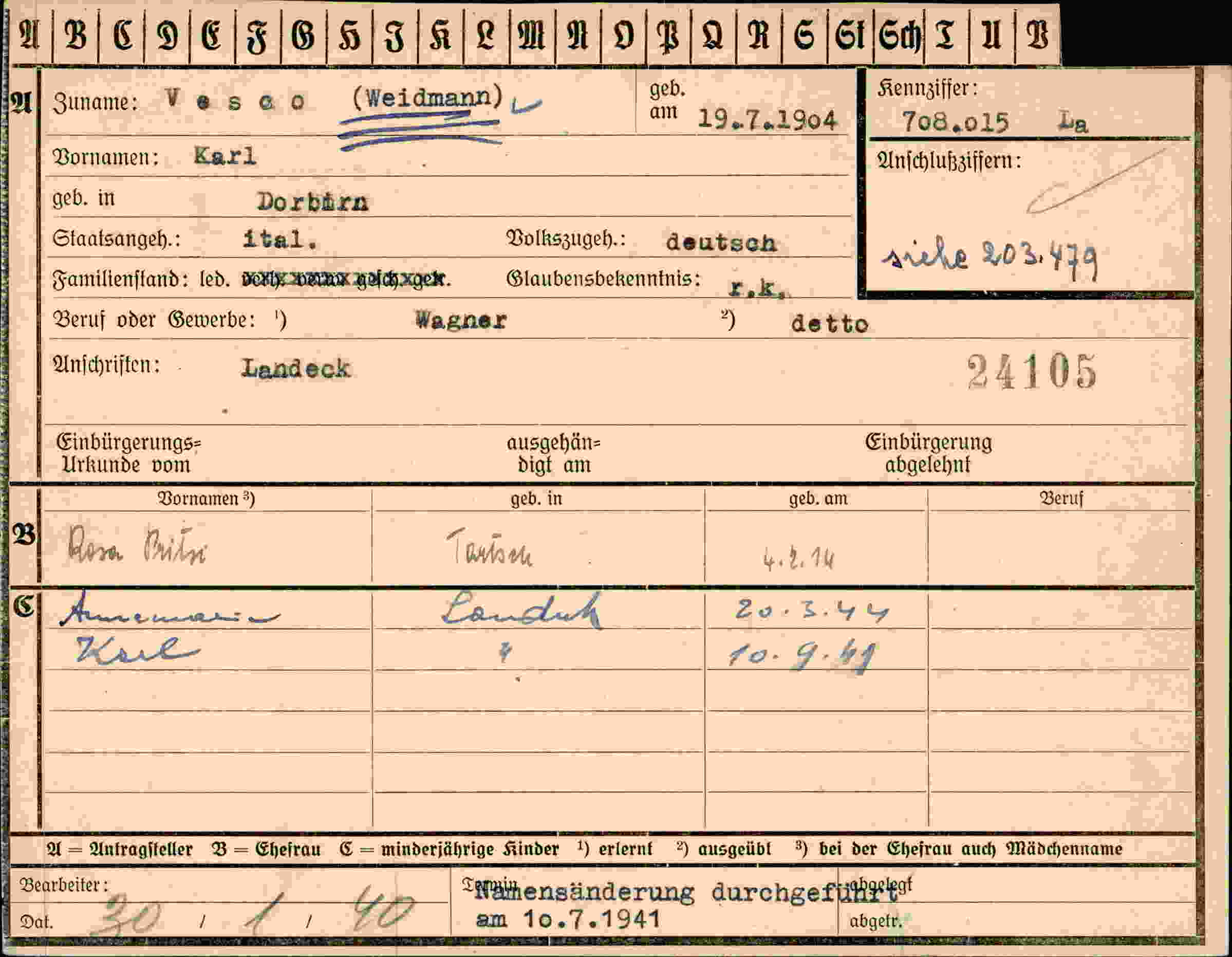 Dokument für Karl Vosco