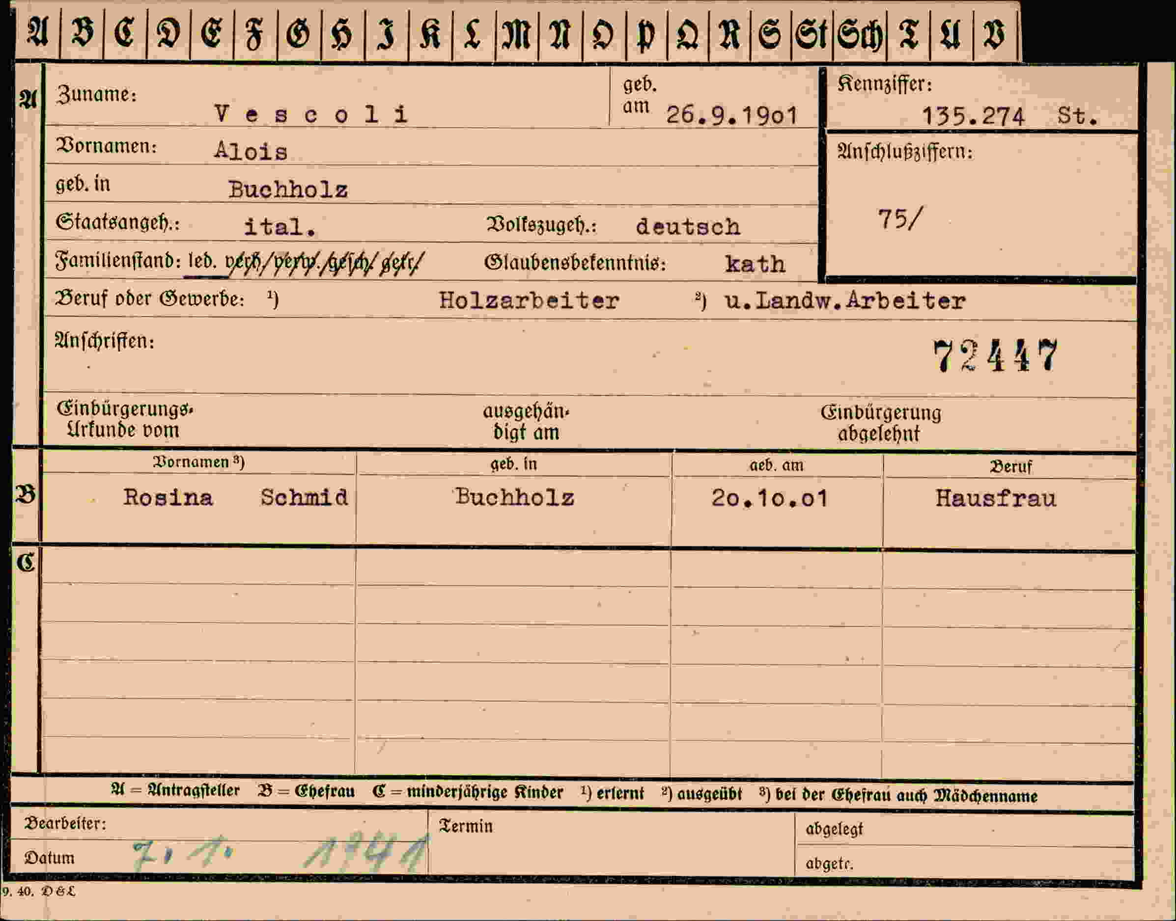 Dokument für Alois Vescoli