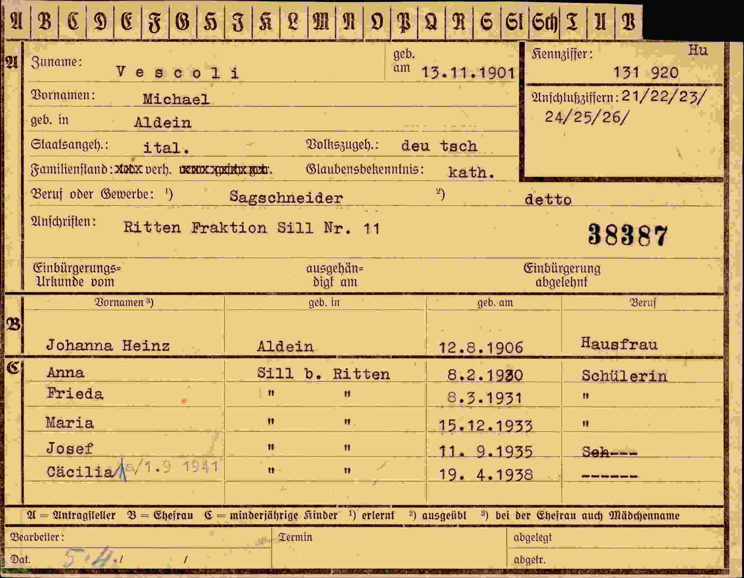 Vorderseite des Dokuments