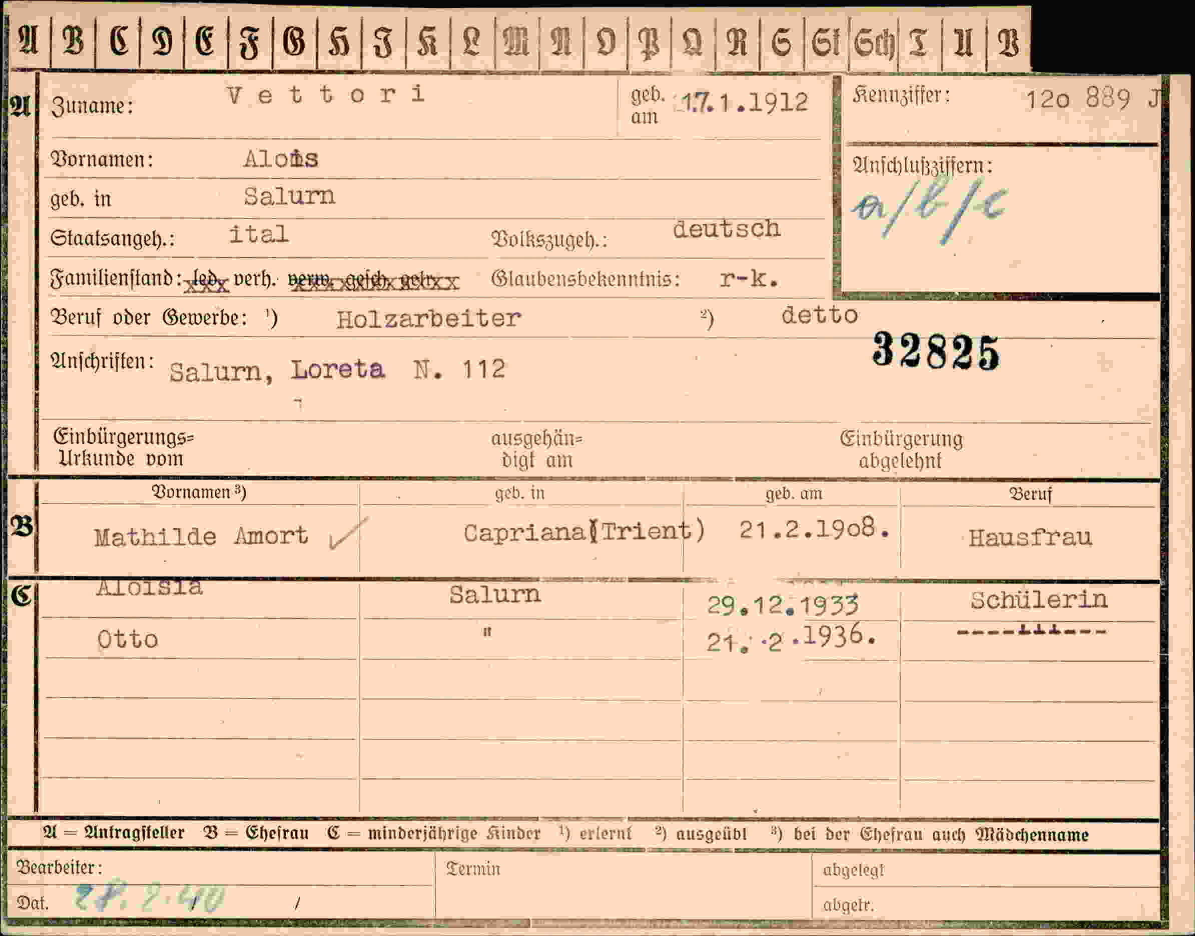 Vorderseite des Dokuments