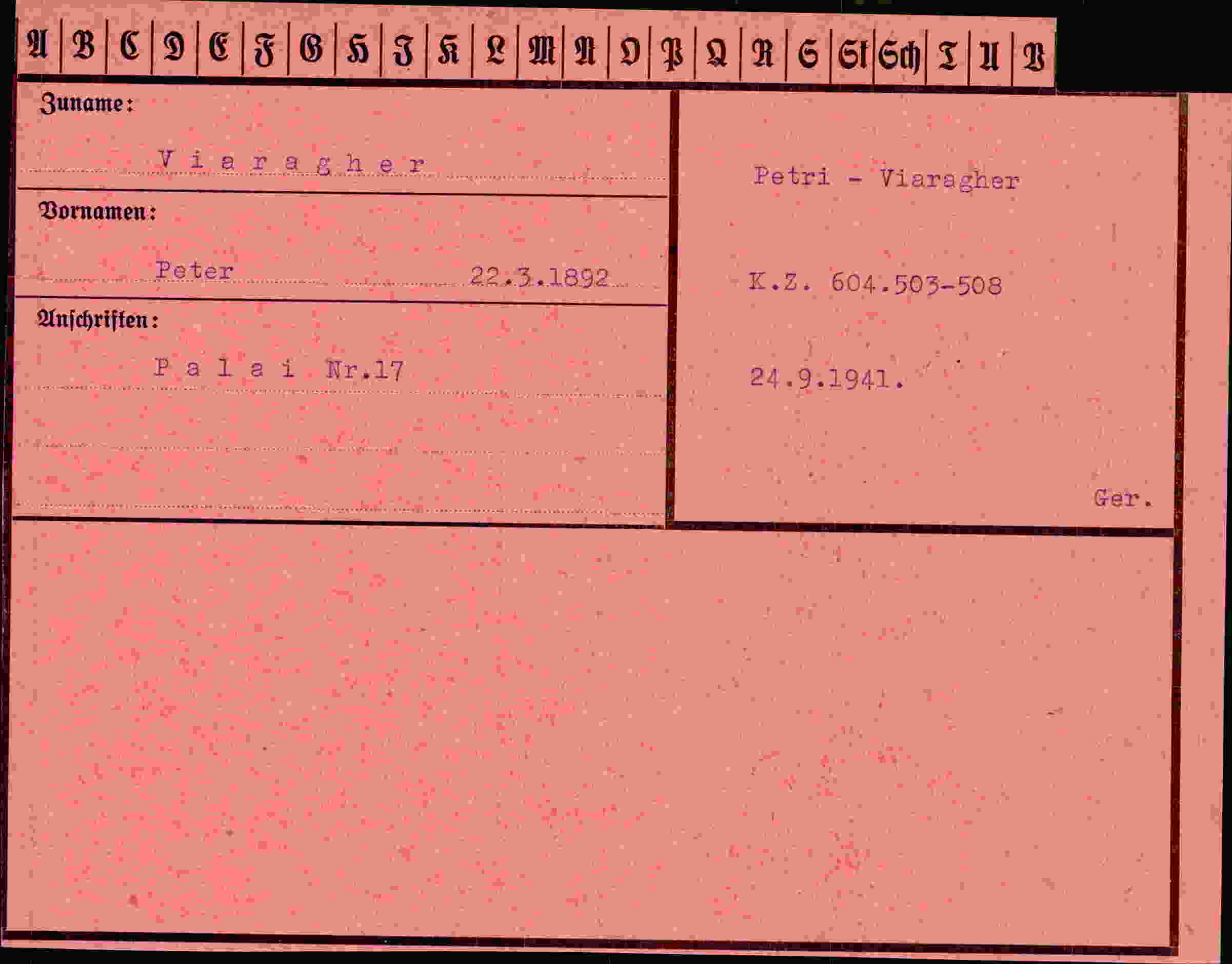 Dokument für Peter Viaragher