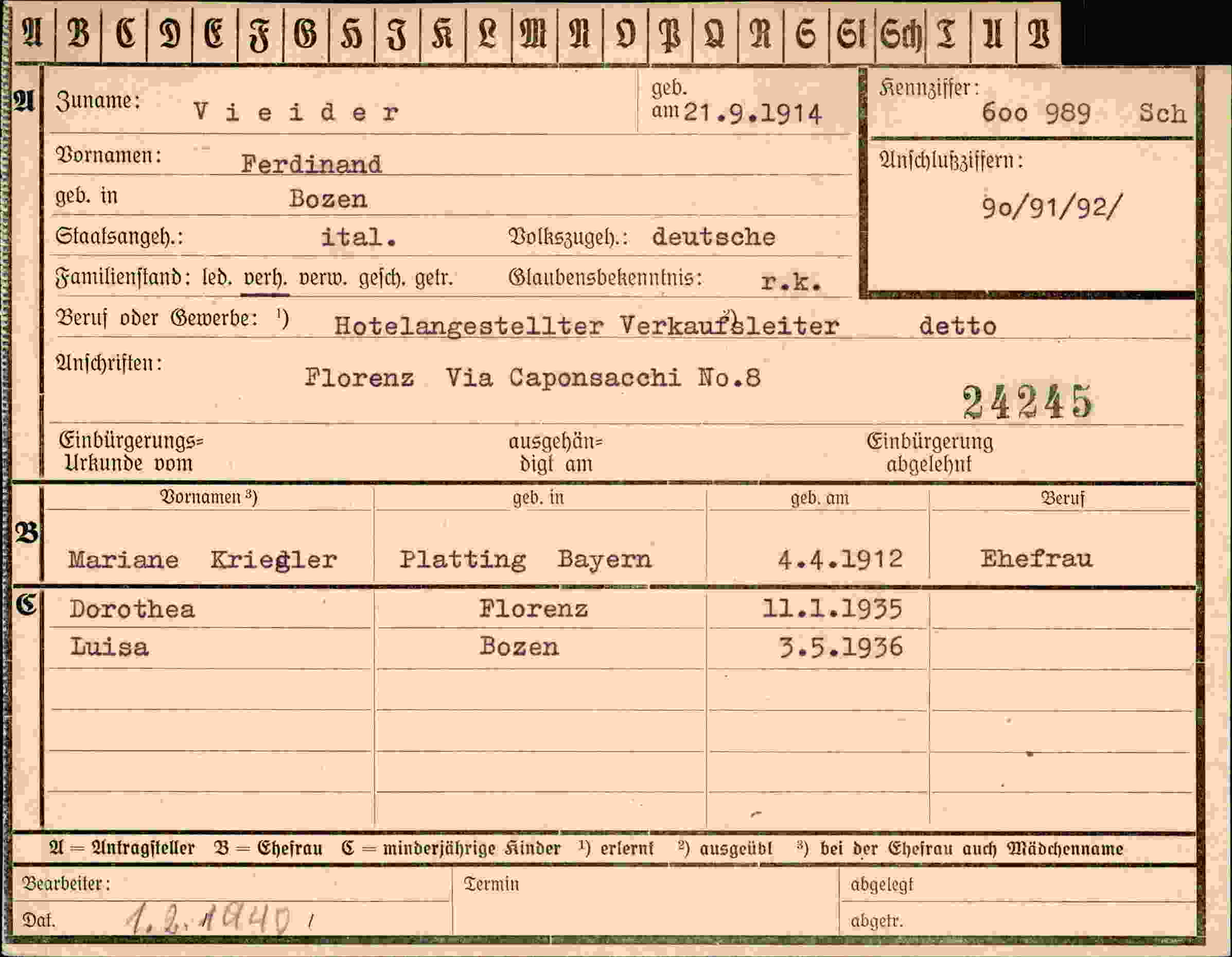 Vorderseite des Dokuments