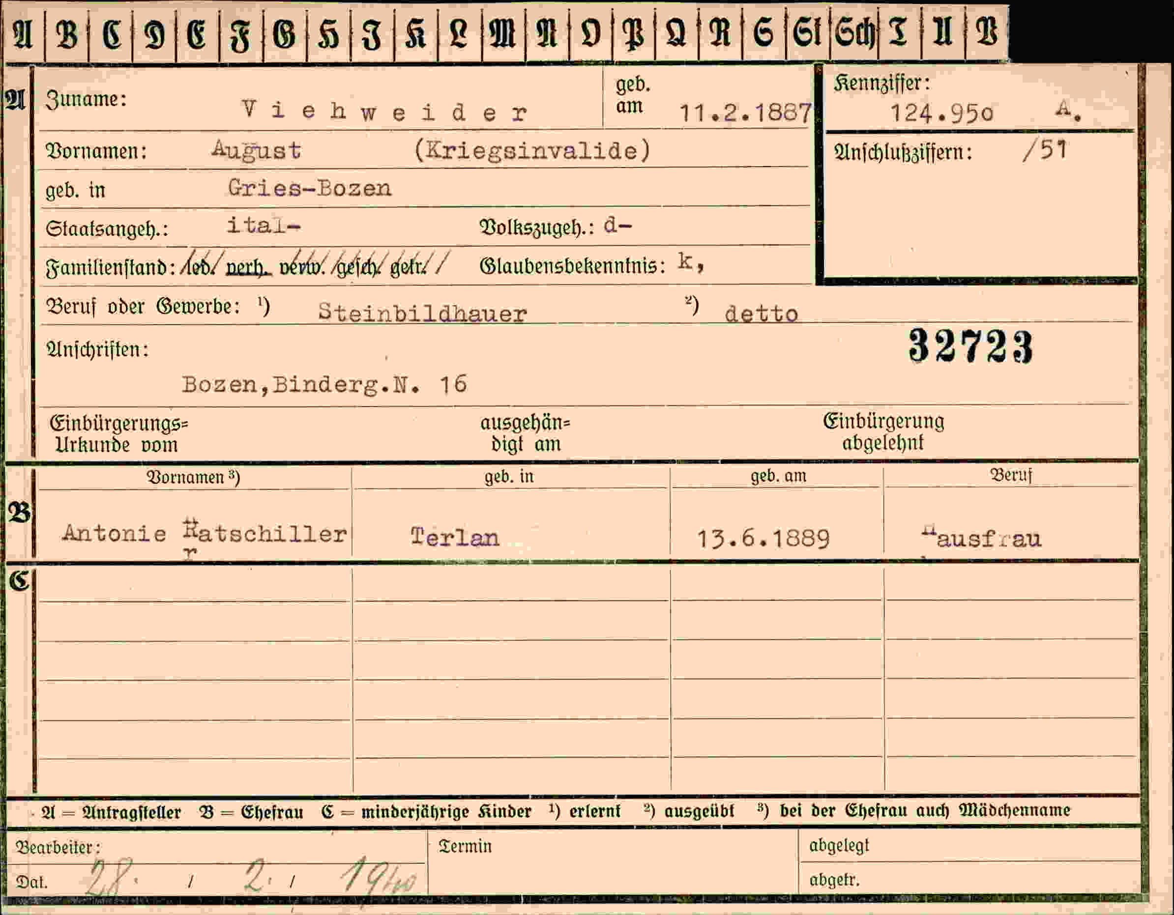 Dokument für August Viehweider