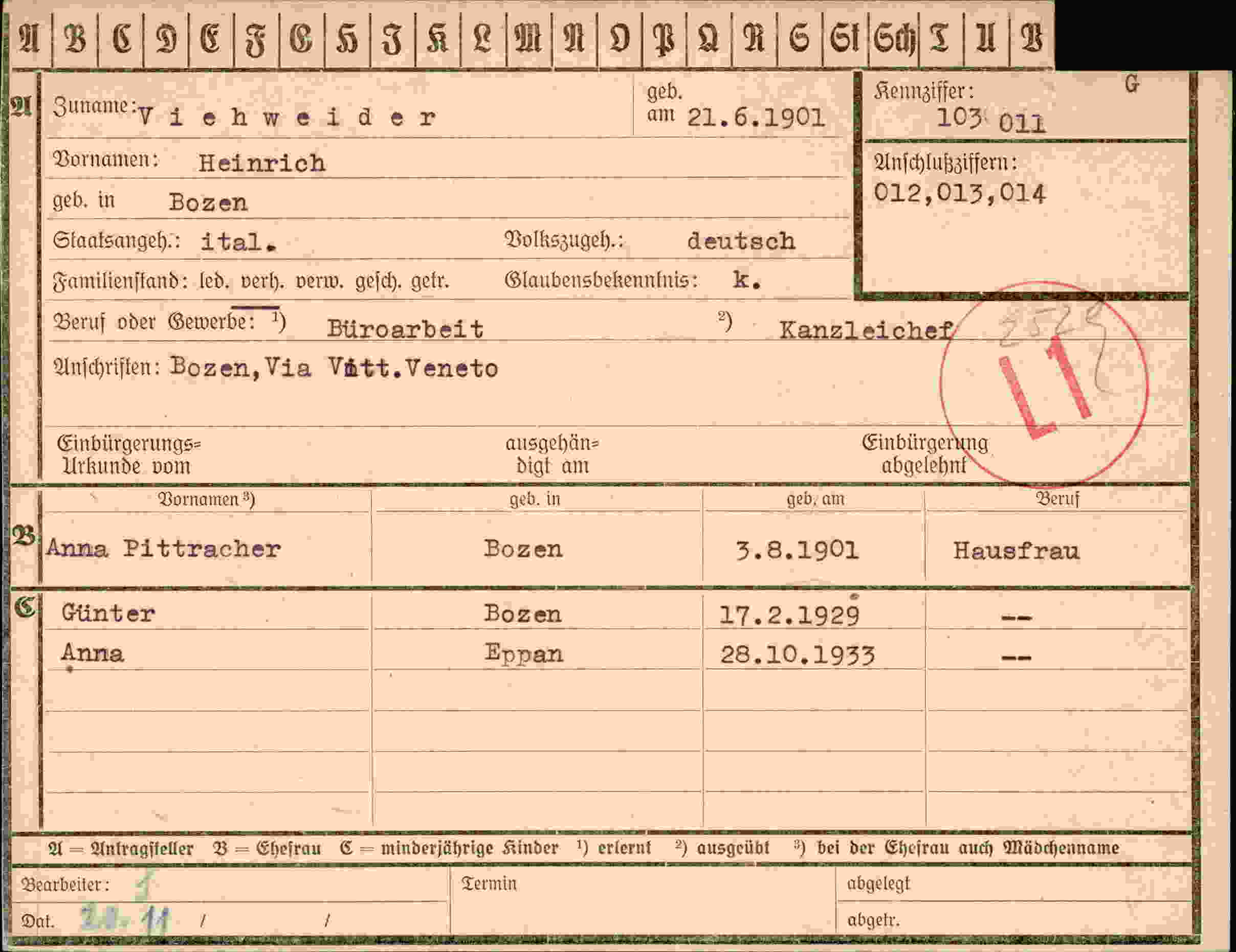Dokument für Heinrich Viehweider