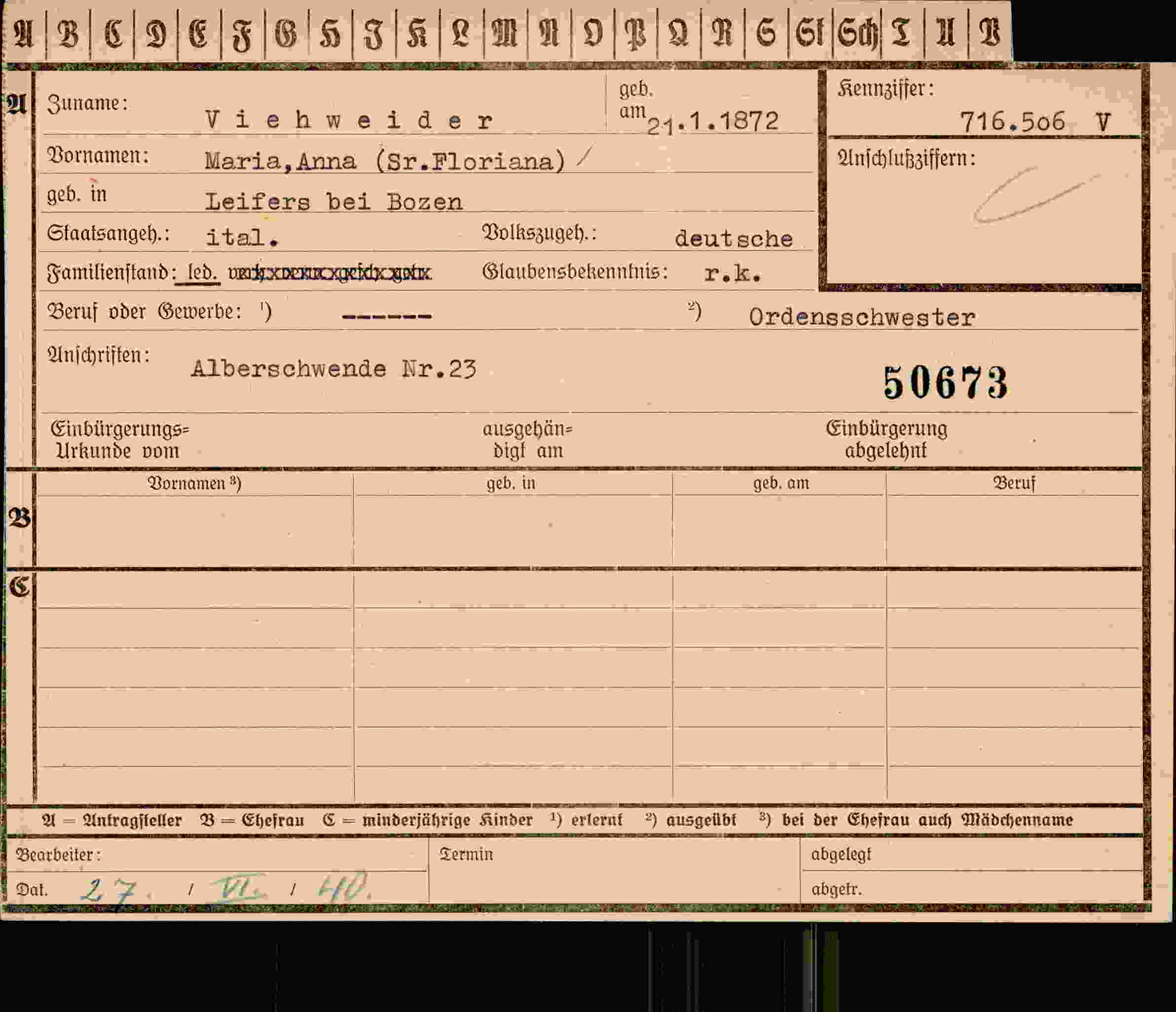 Vorderseite des Dokuments