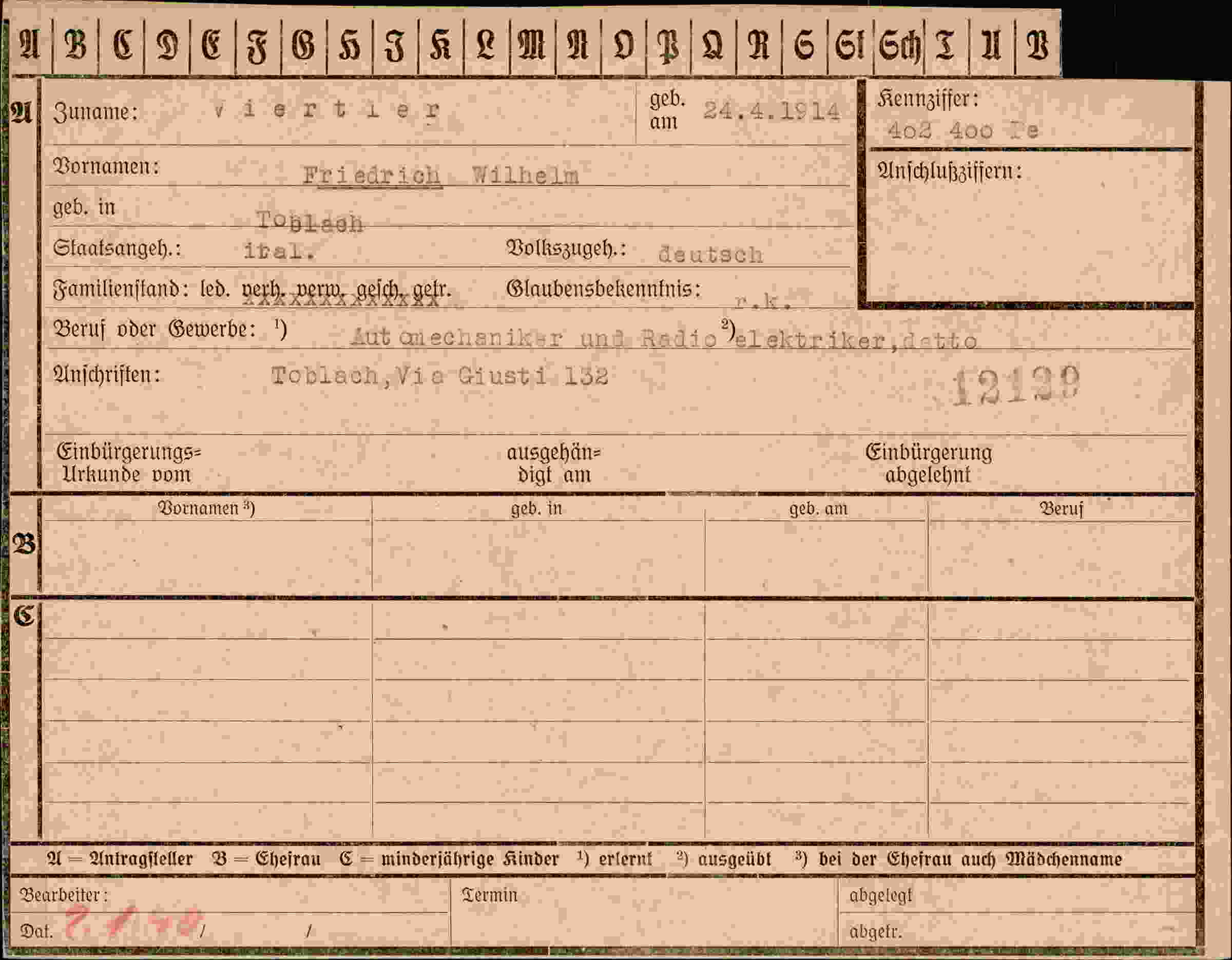 Dokument für Friedrich Wilhelm Viertler
