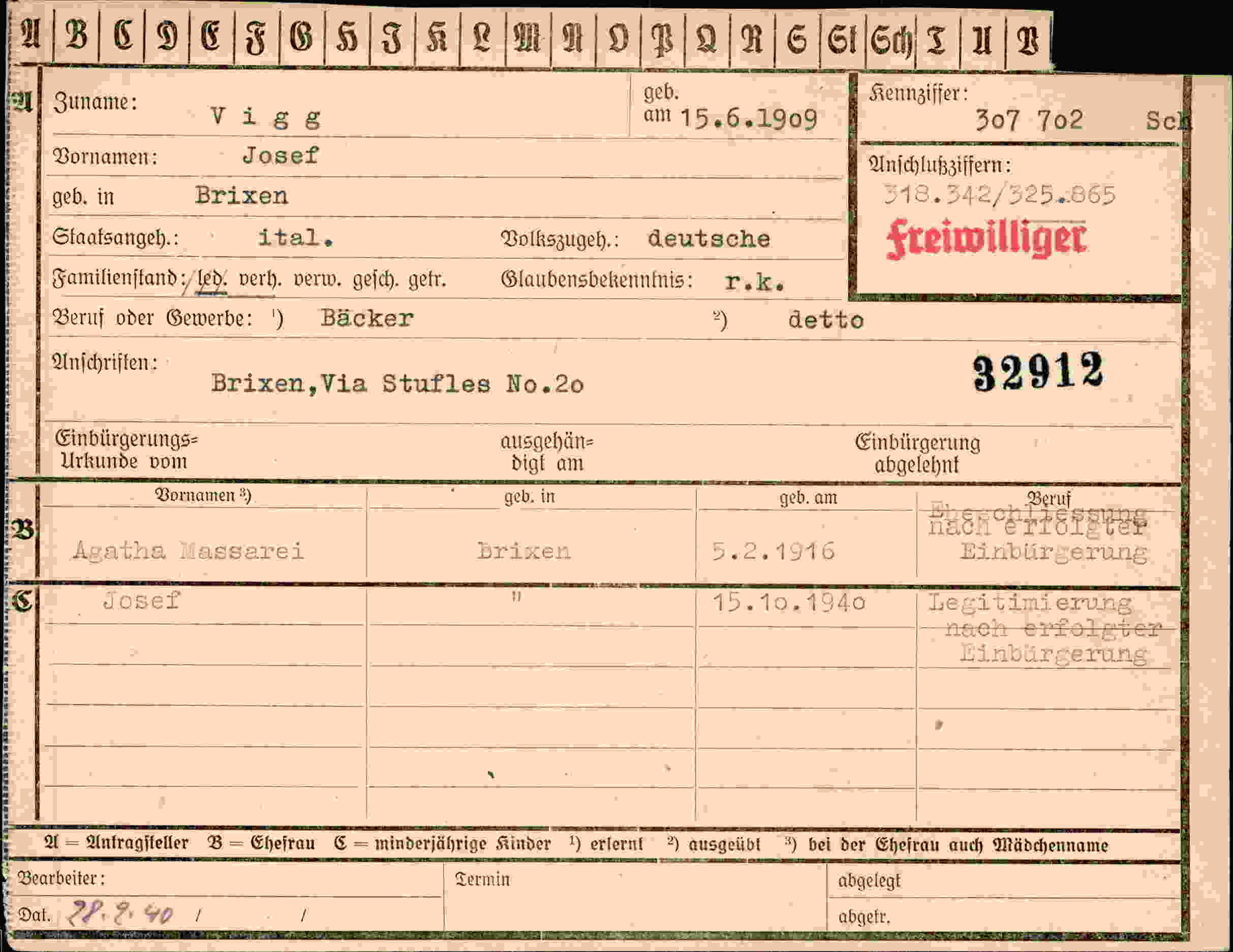 Vorderseite des Dokuments
