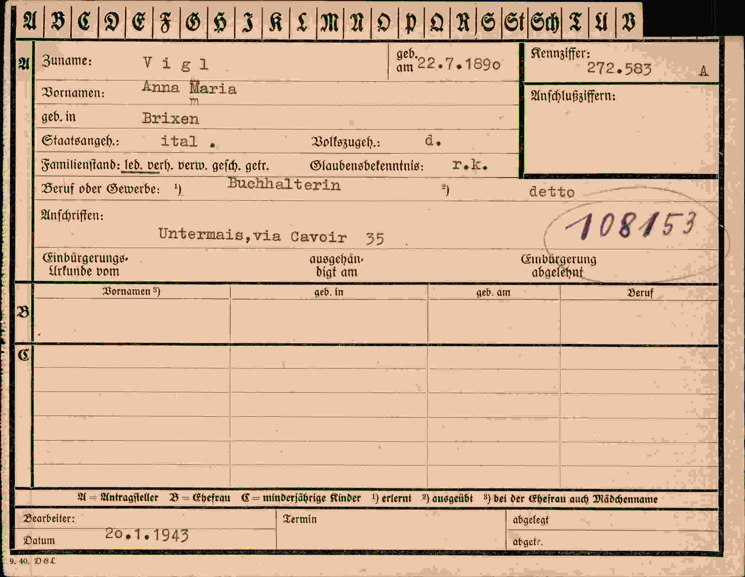 Vorderseite des Dokuments