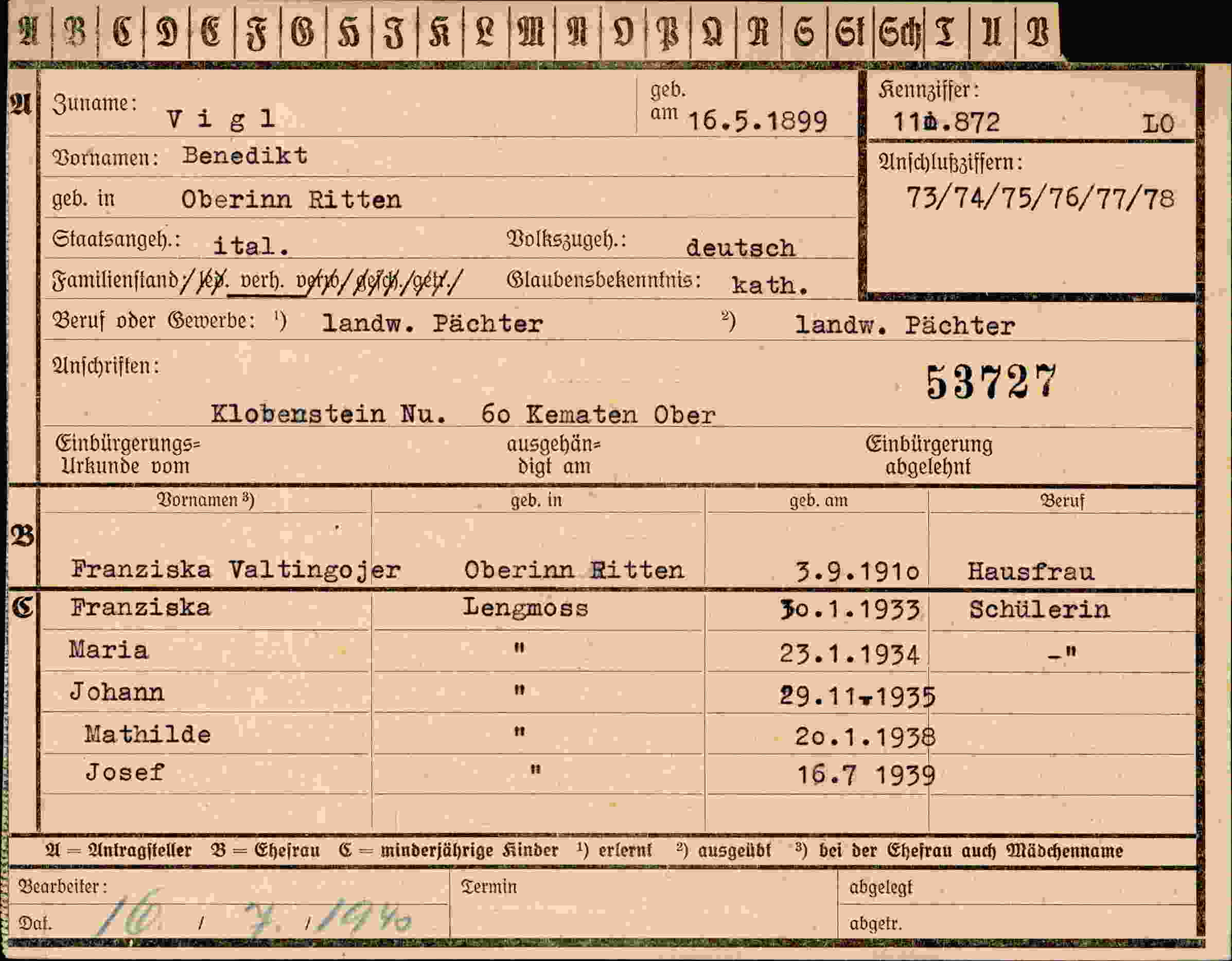 Dokument für Benedikt Vigl
