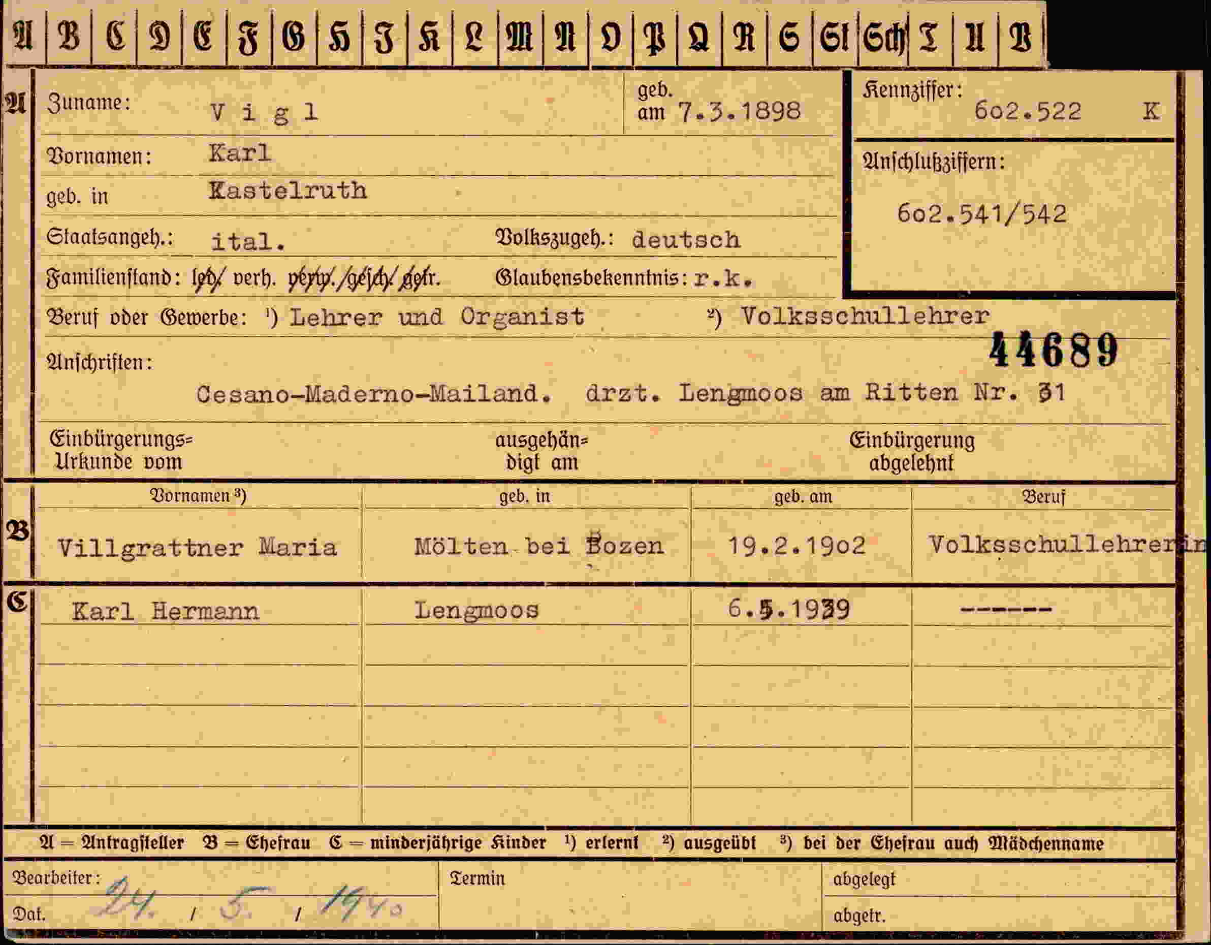 Dokument für Karl Vigl
