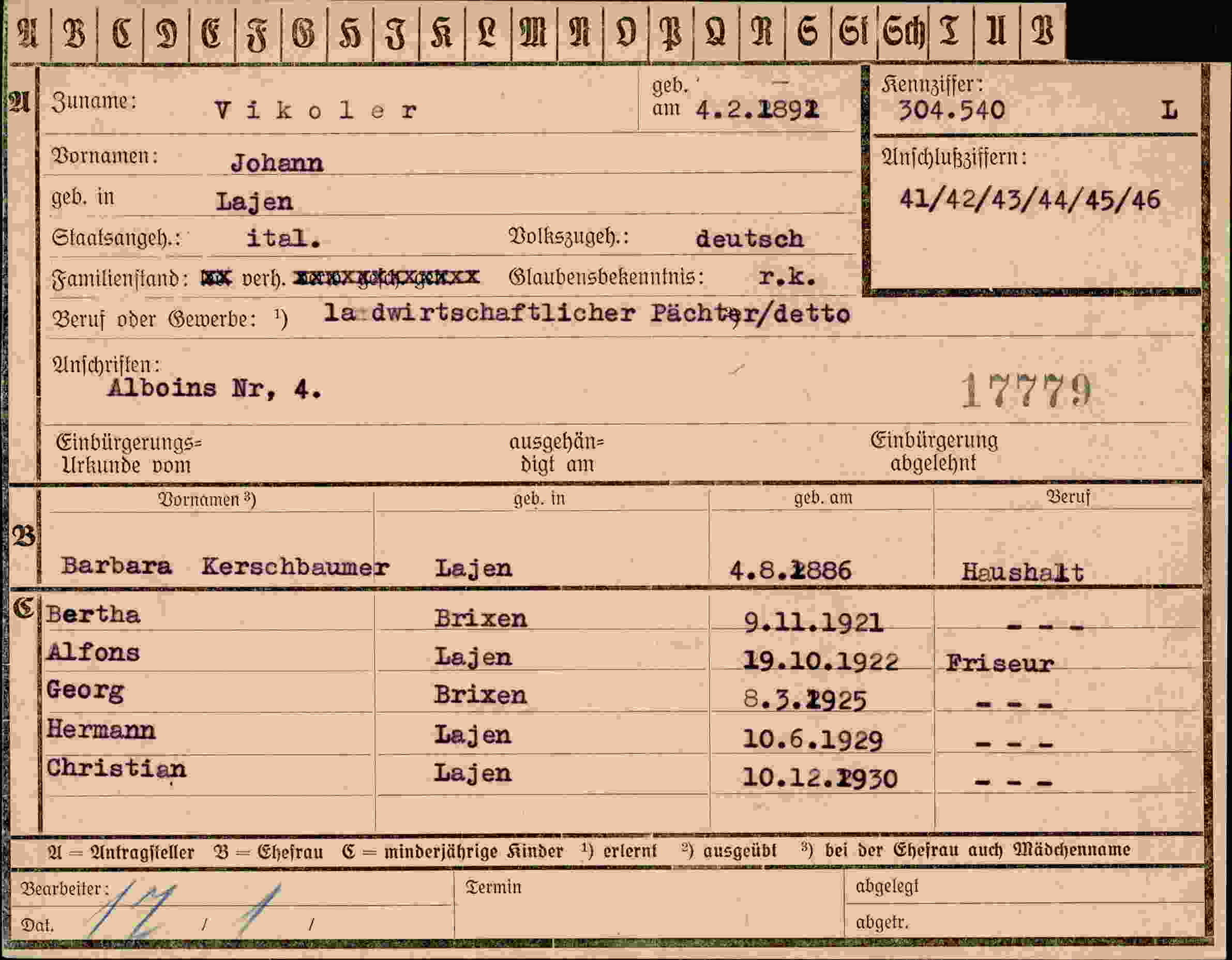 Dokument für Johann Vikoler