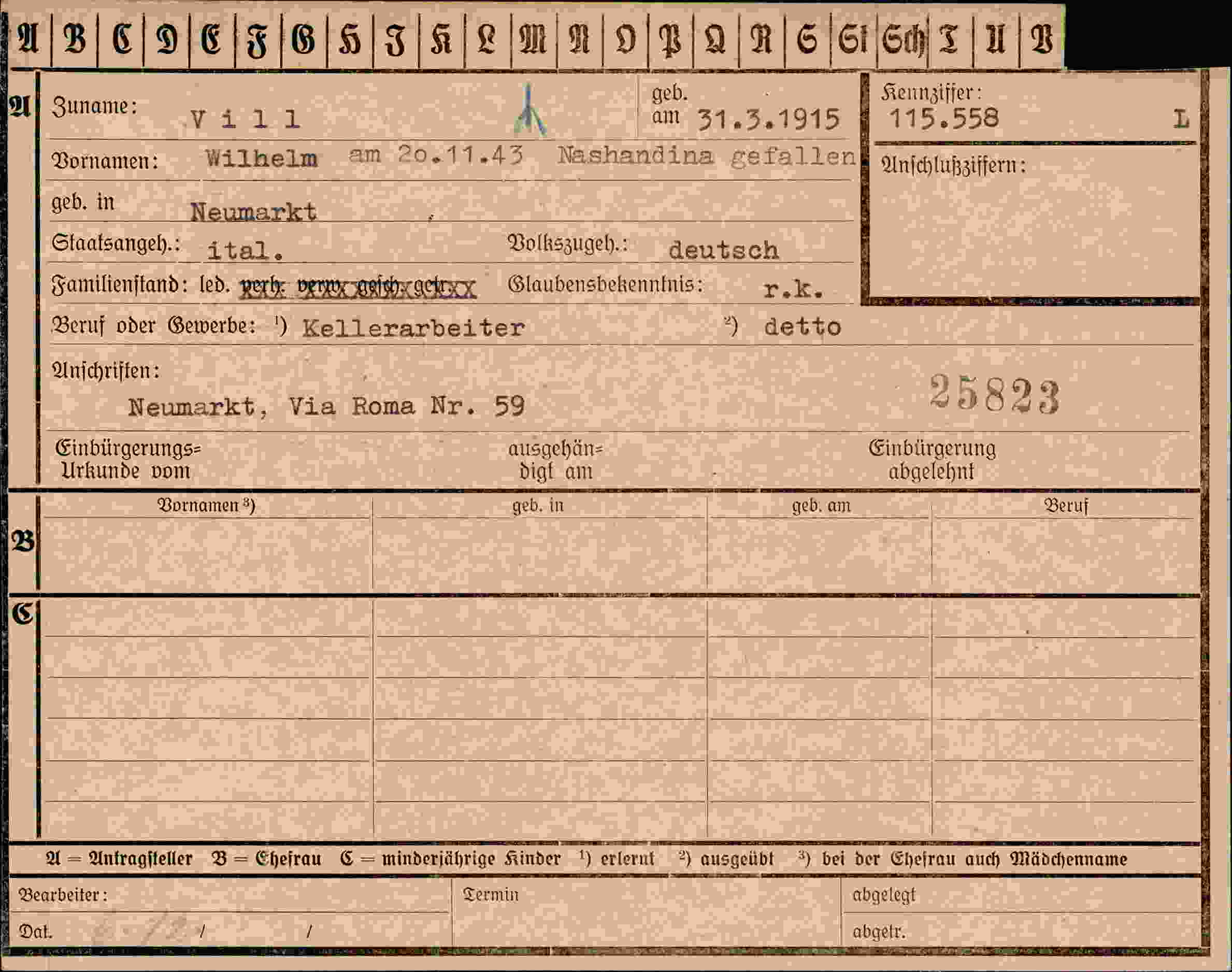 Vorderseite des Dokuments