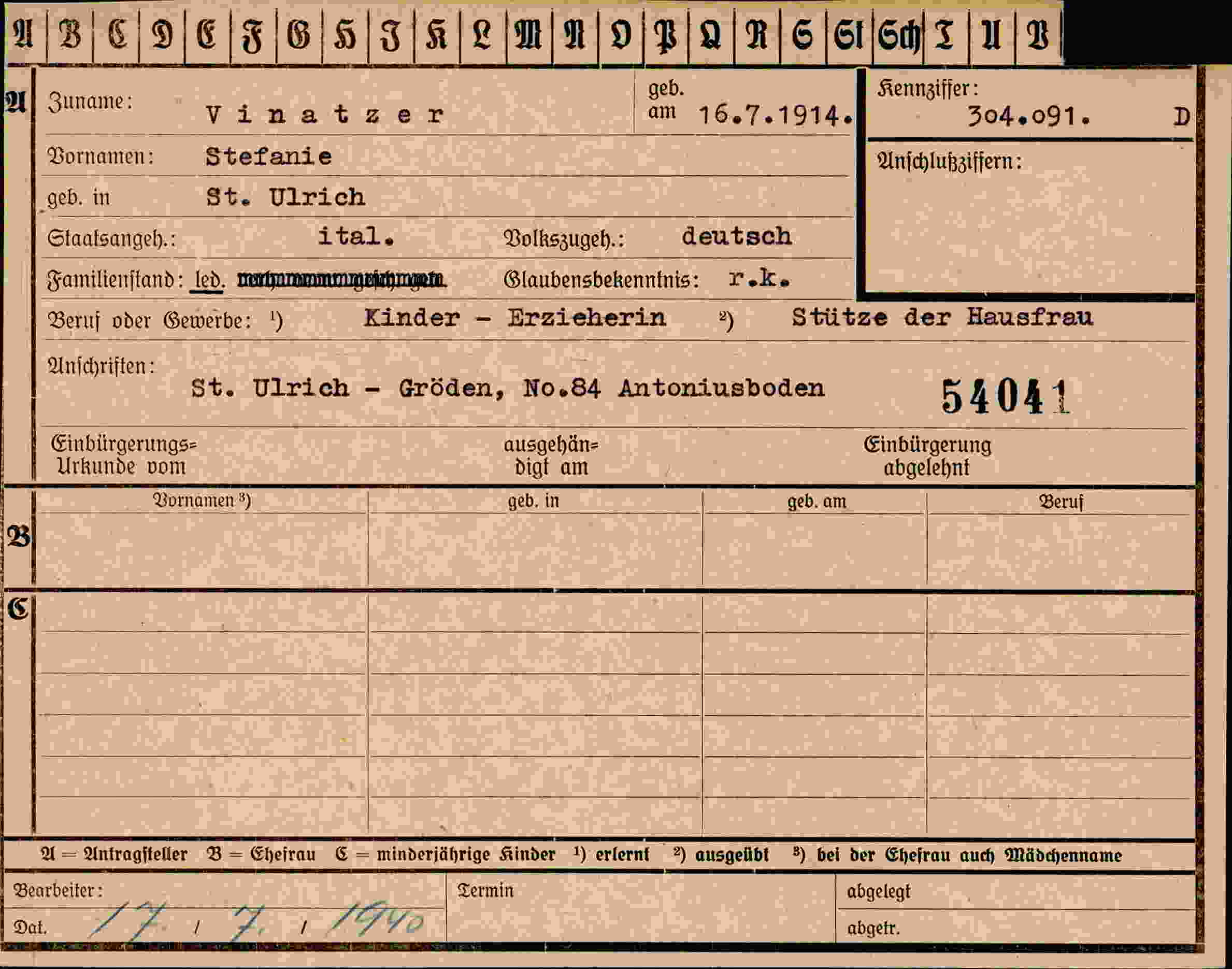 Dokument für Stefanie Vinatzer