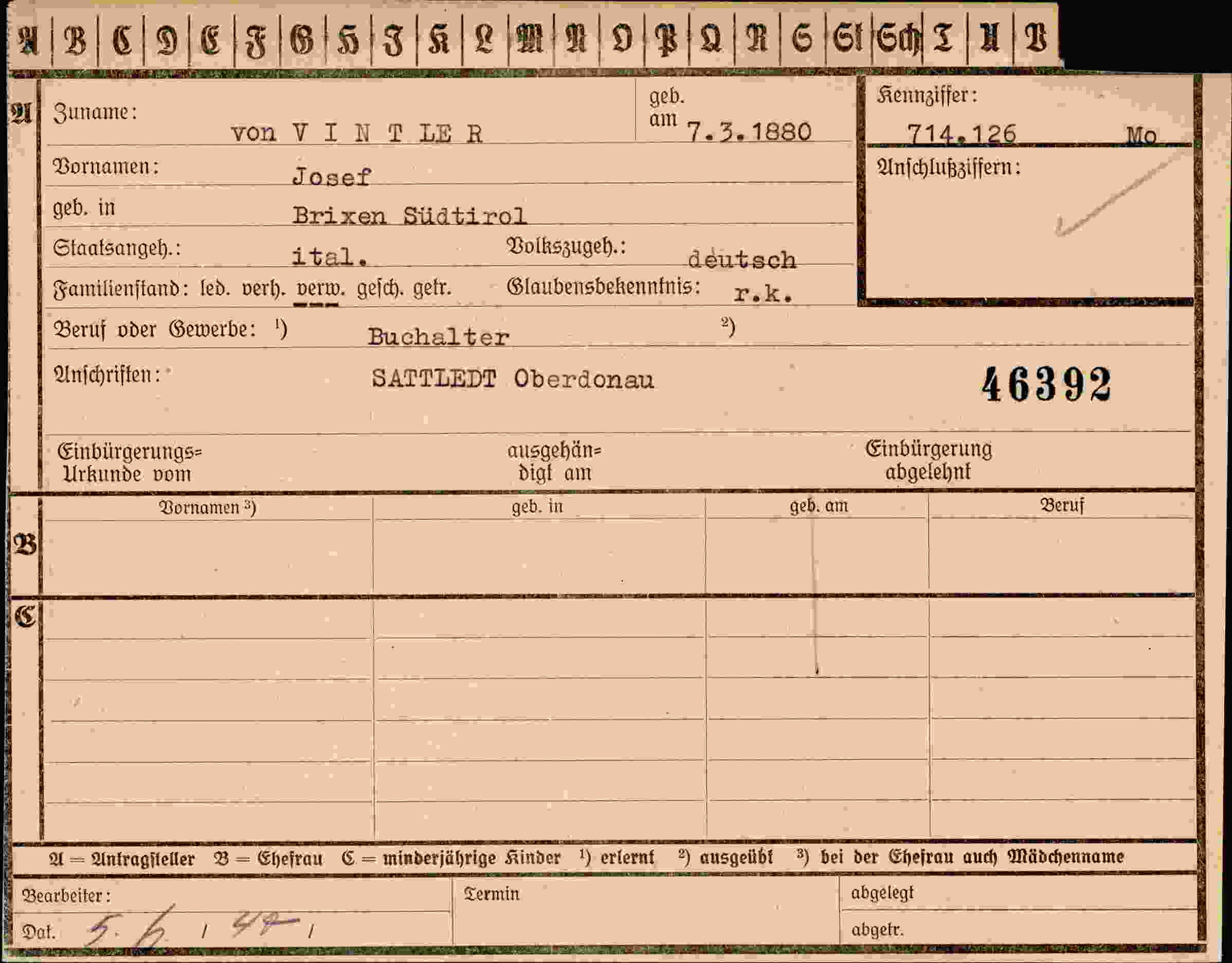 Vorderseite des Dokuments