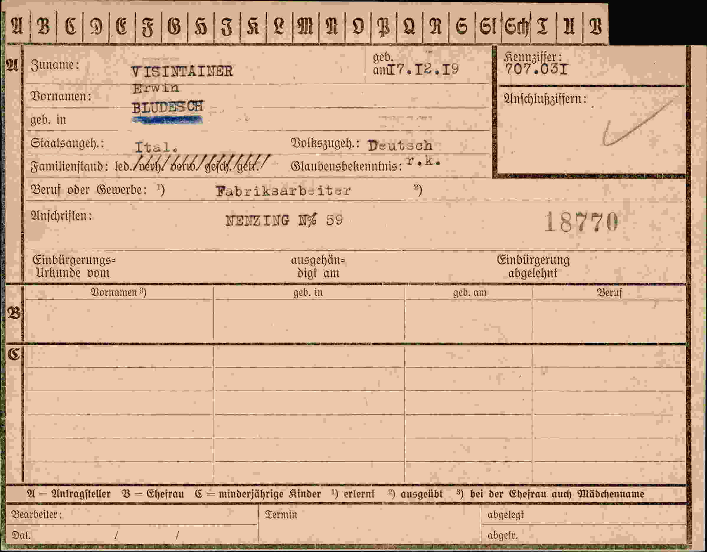 Vorderseite des Dokuments