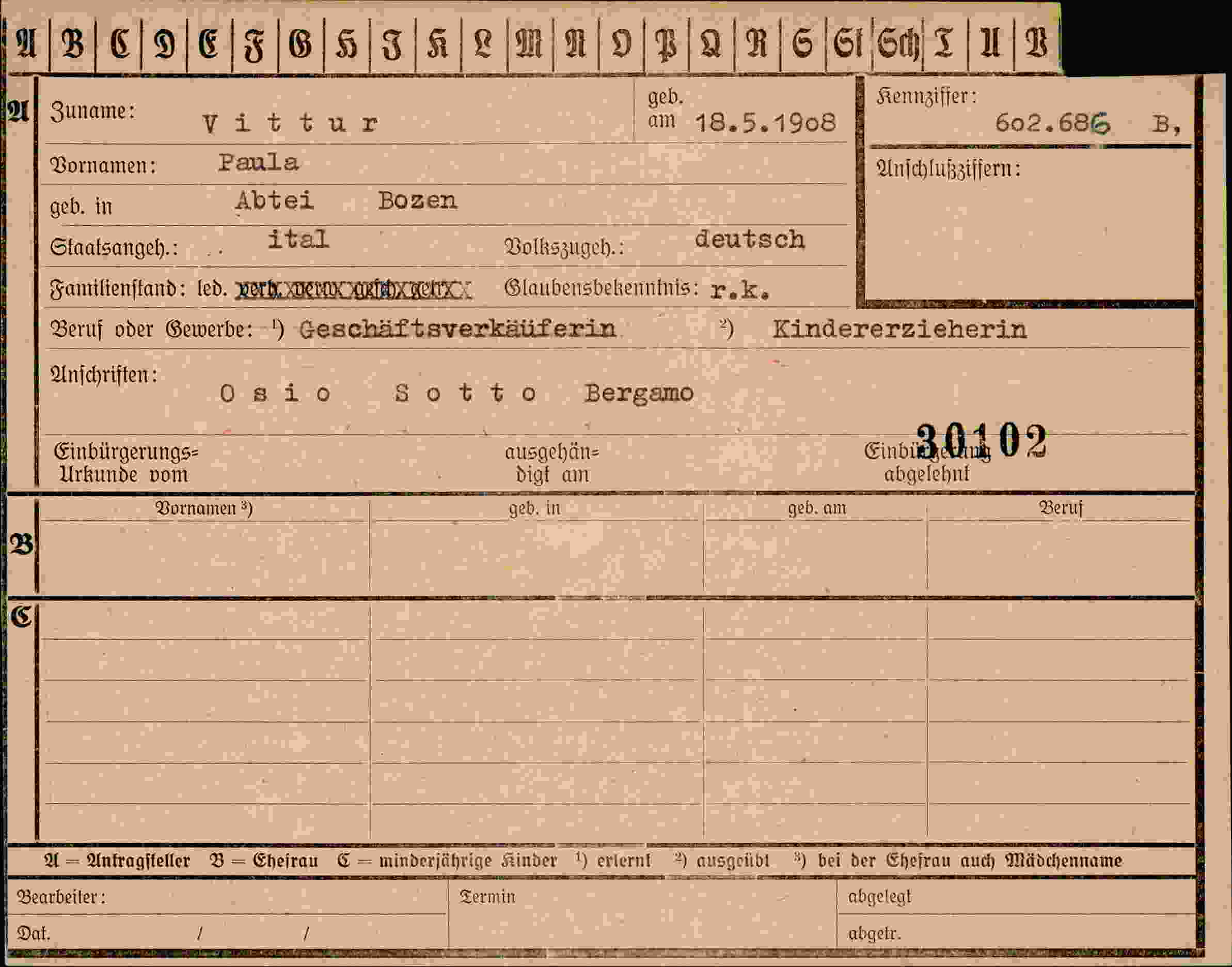 Dokument für Paula Vittur