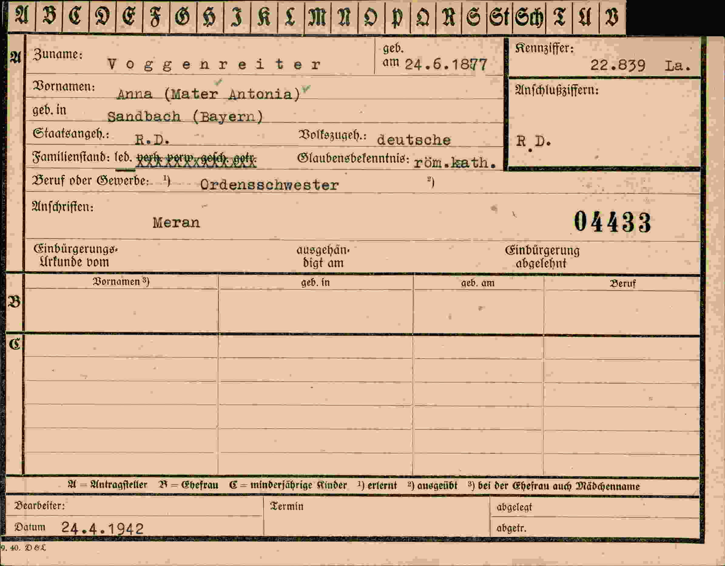 Dokument für Anna Voggenreiter