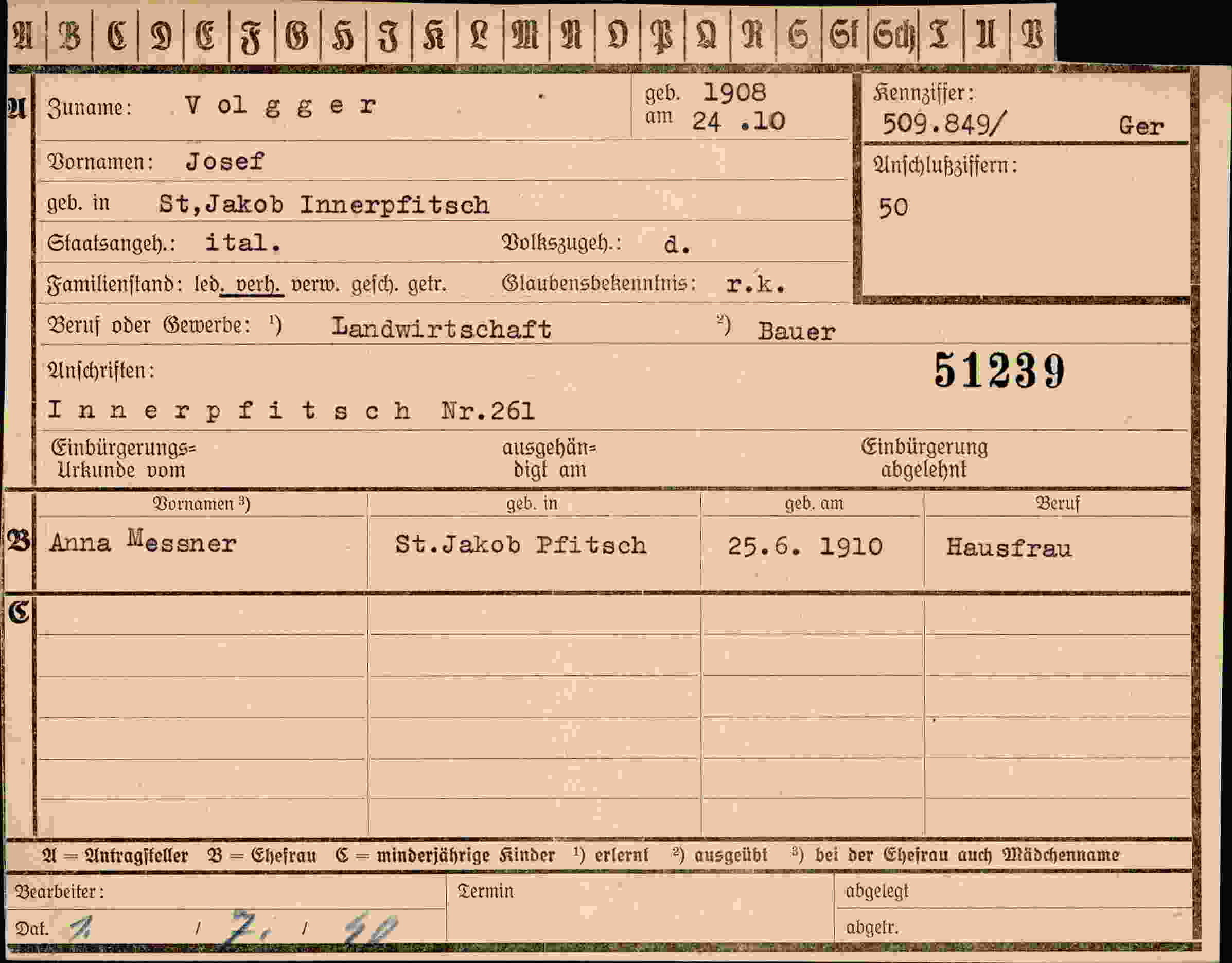 Vorderseite des Dokuments