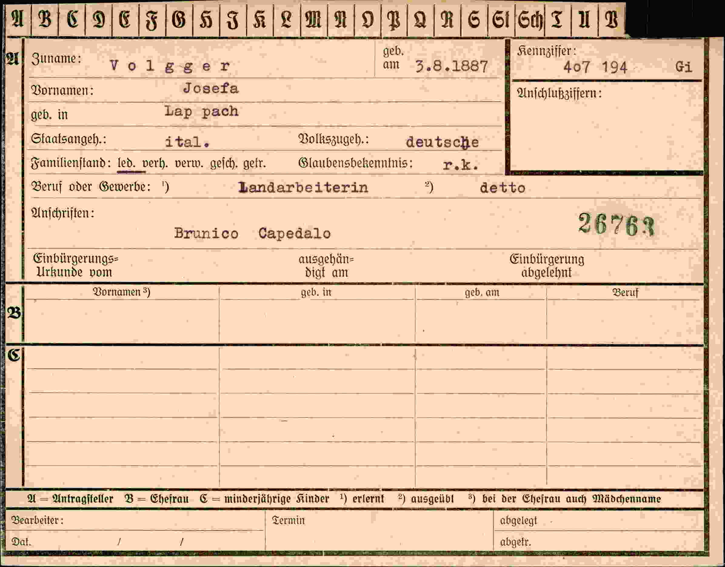 Vorderseite des Dokuments