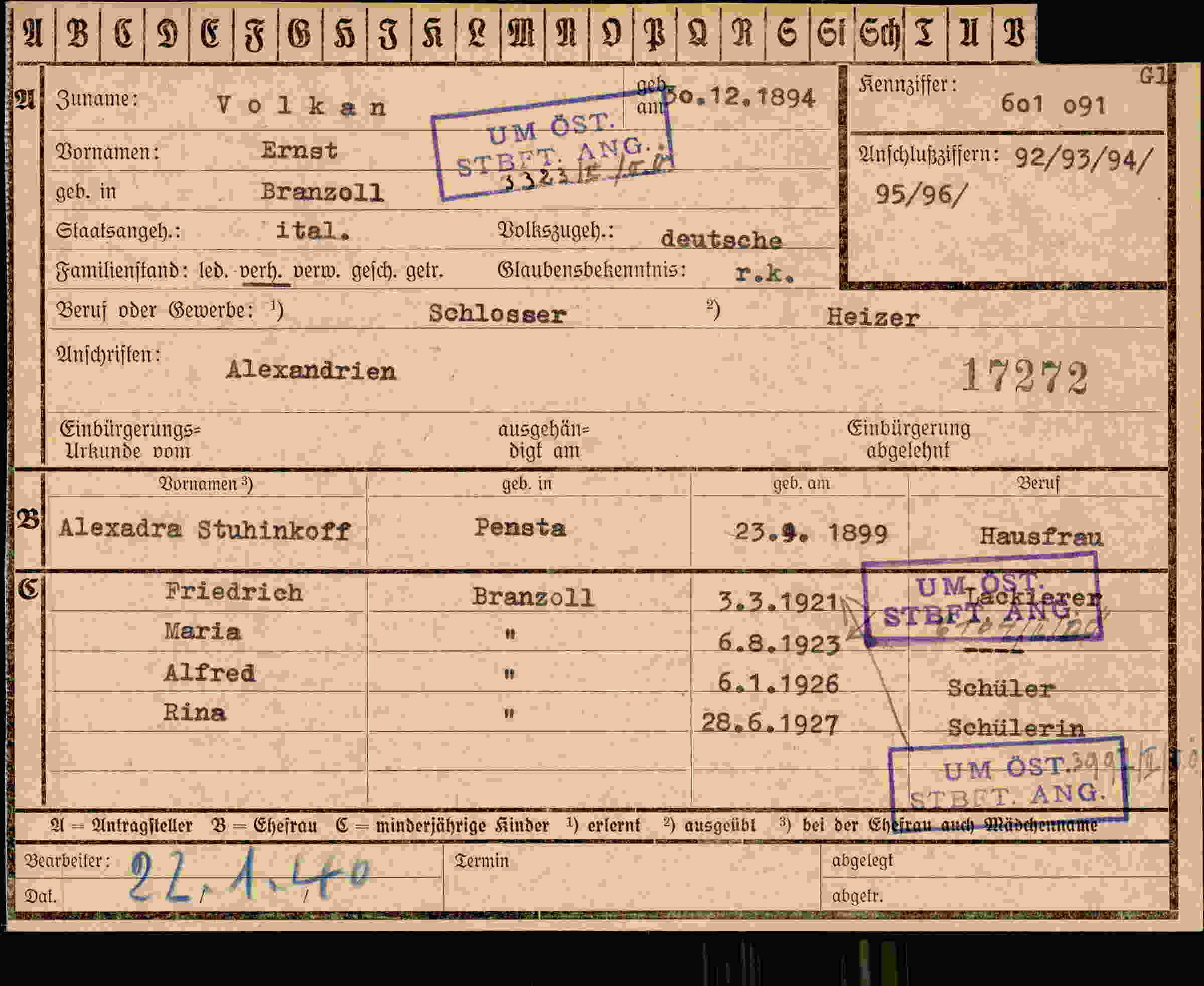 Dokument für Ernst Volkan