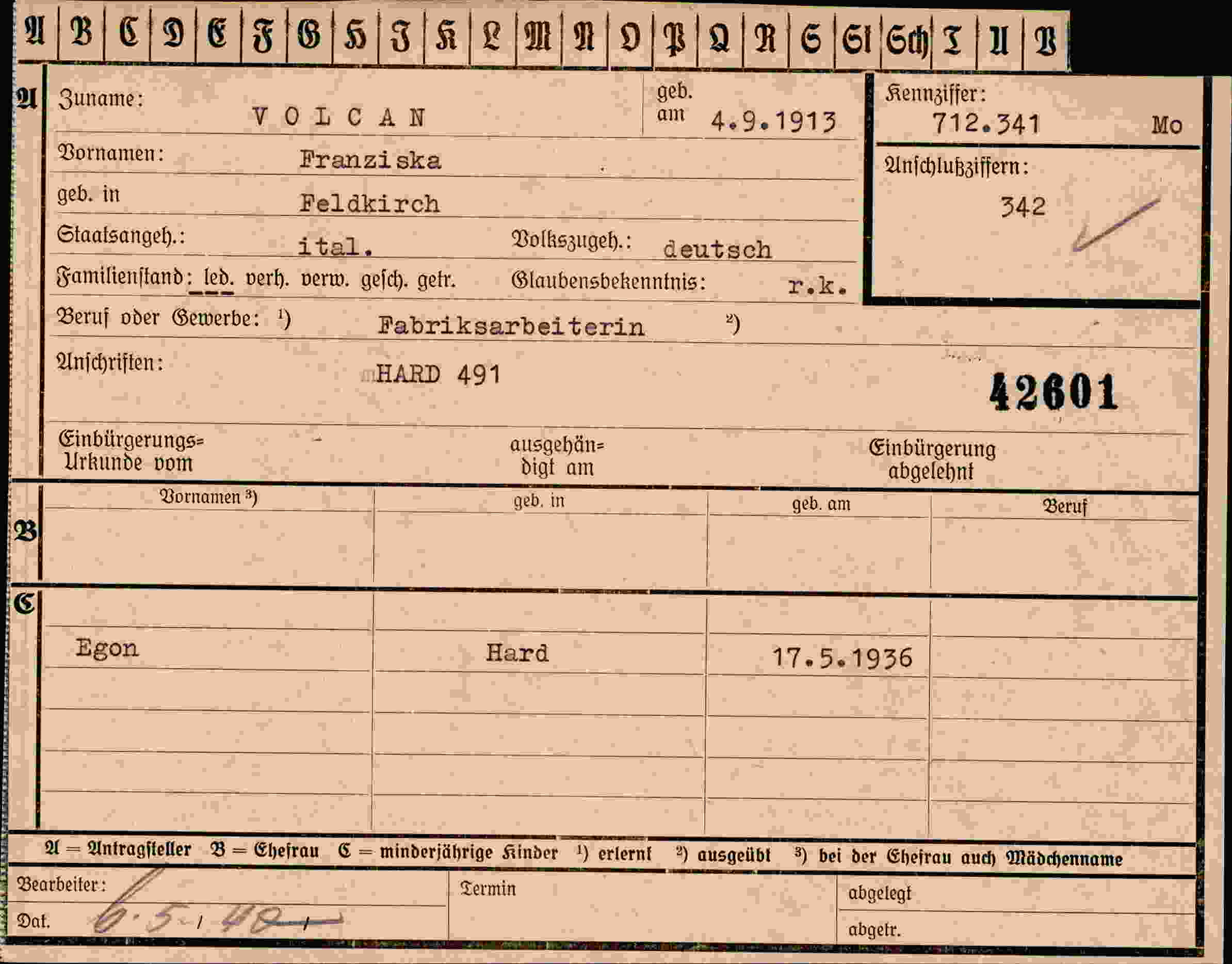 Vorderseite des Dokuments