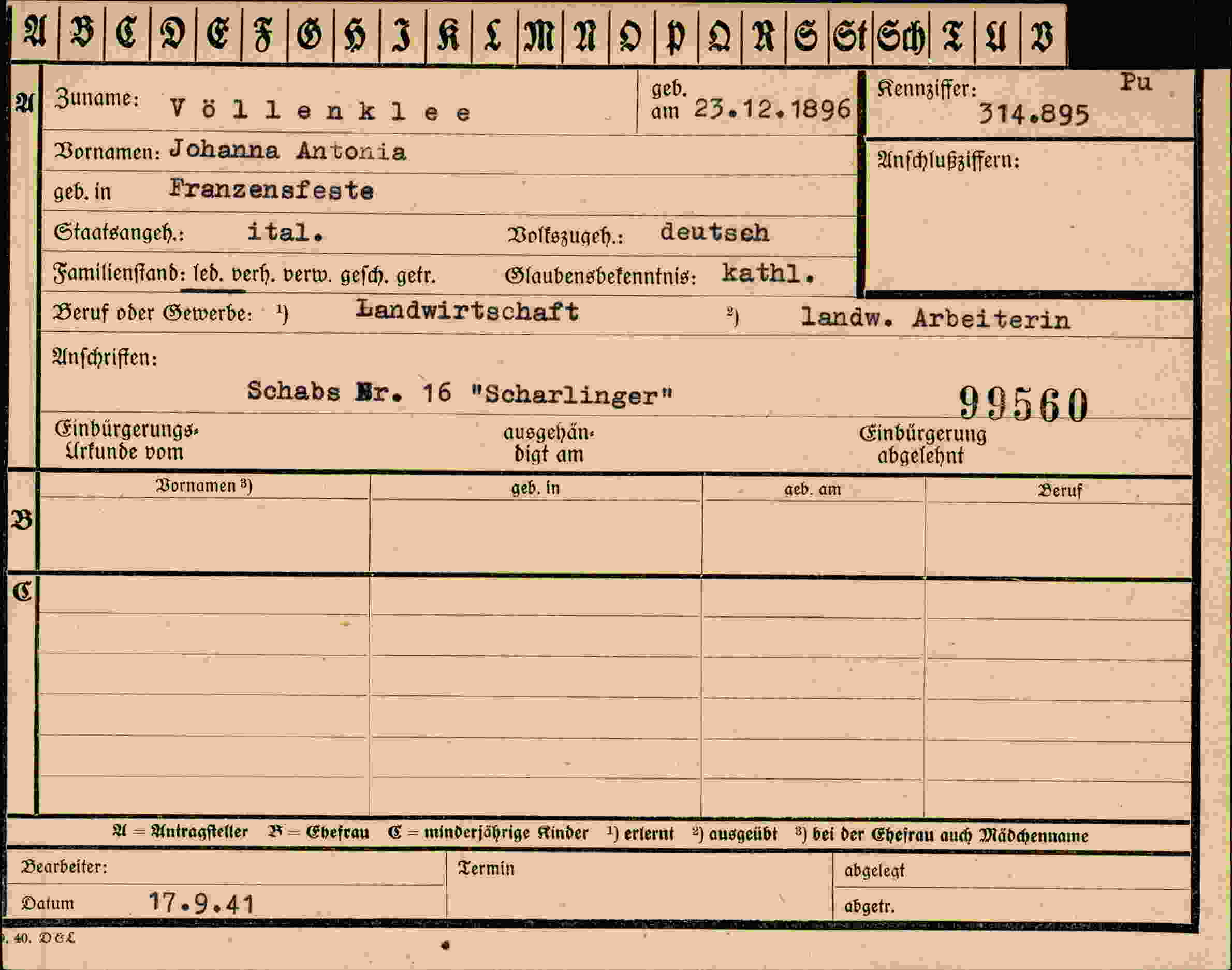 Vorderseite des Dokuments