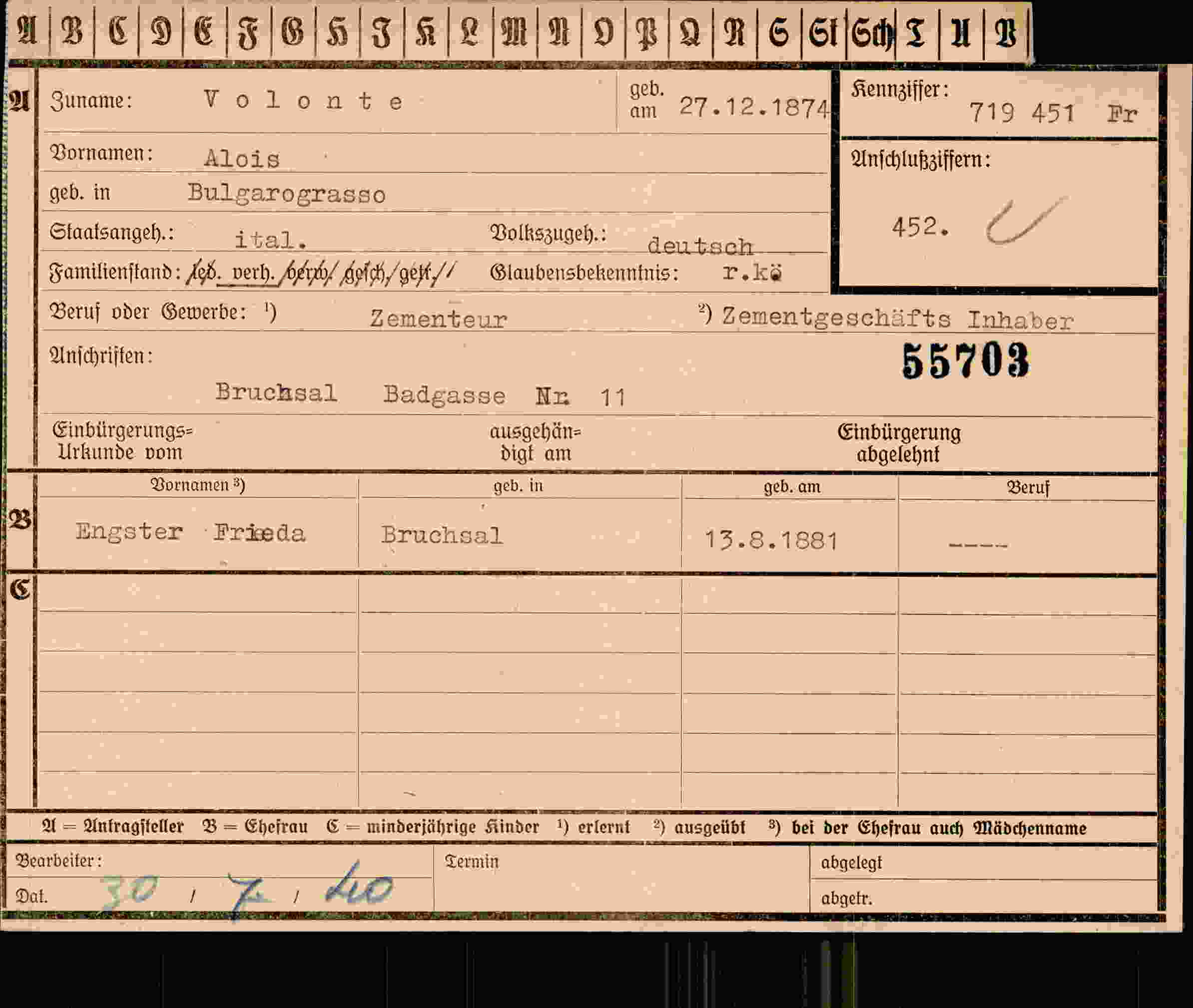 Dokument für Alois Volonte