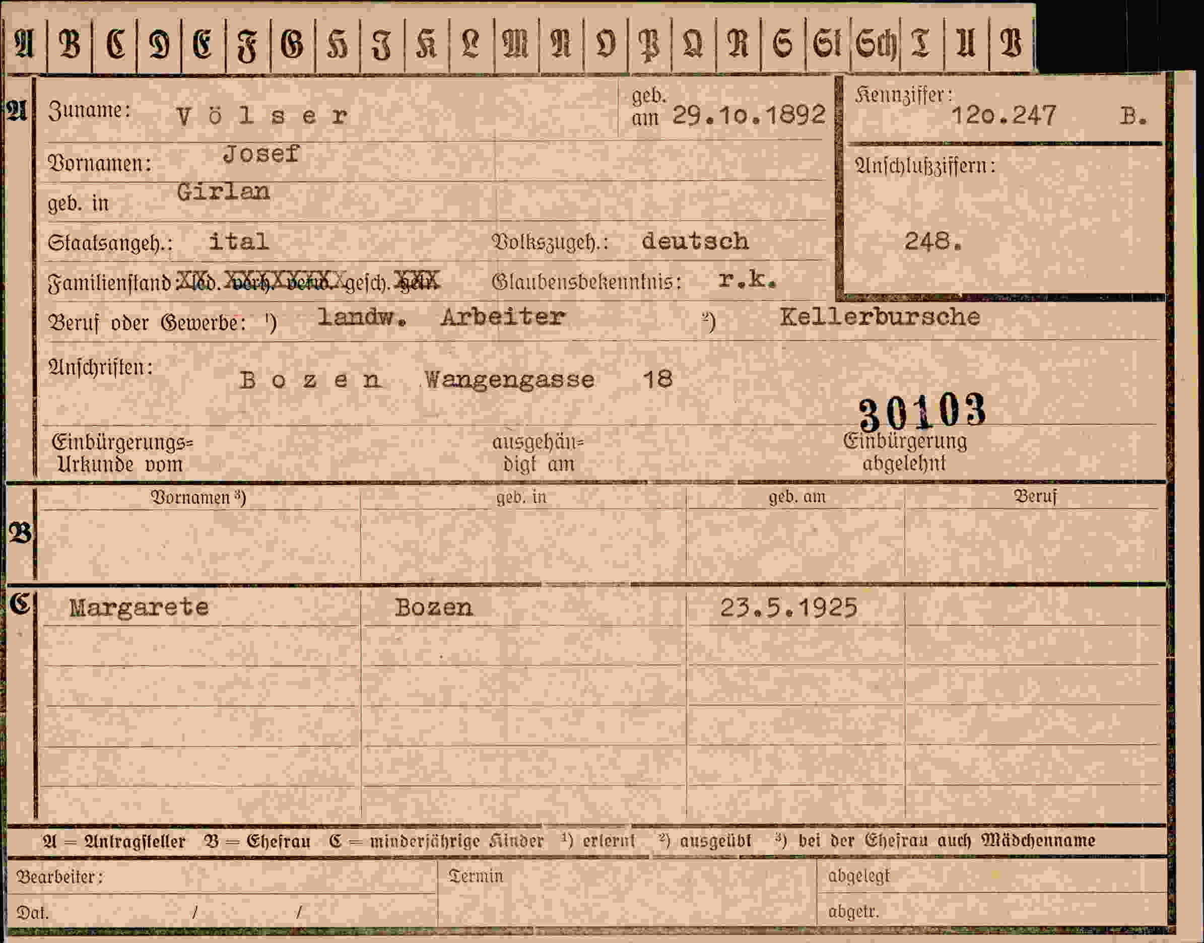 Dokument für Josef Völser