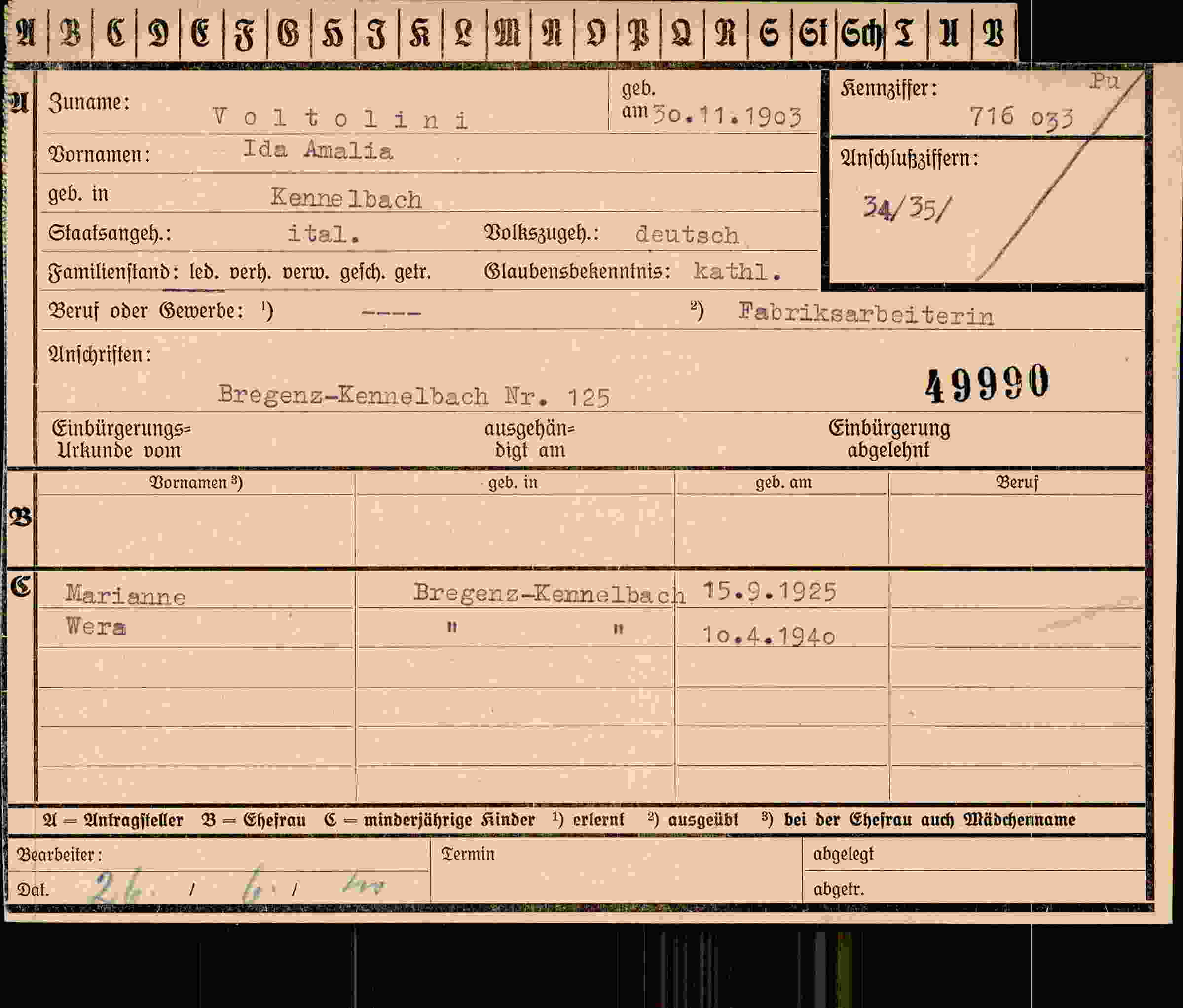Dokument für Ida Amalia Voltolini