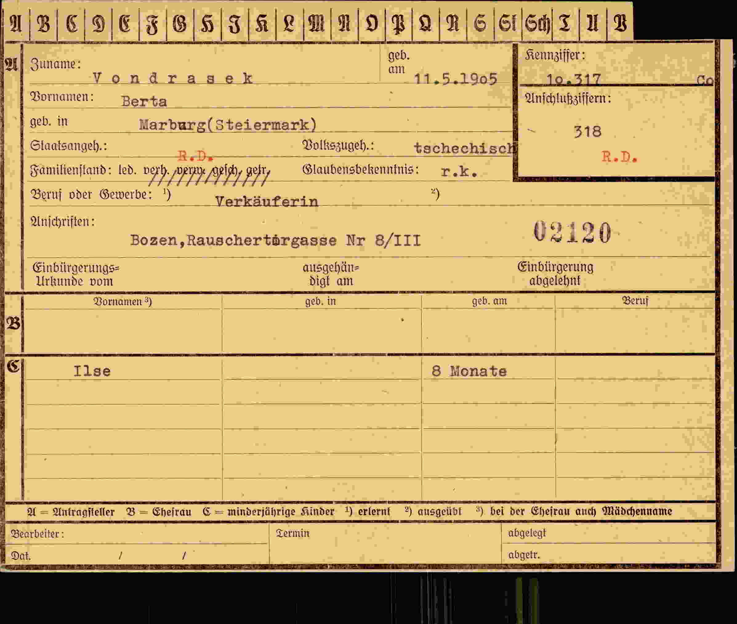 Vorderseite des Dokuments
