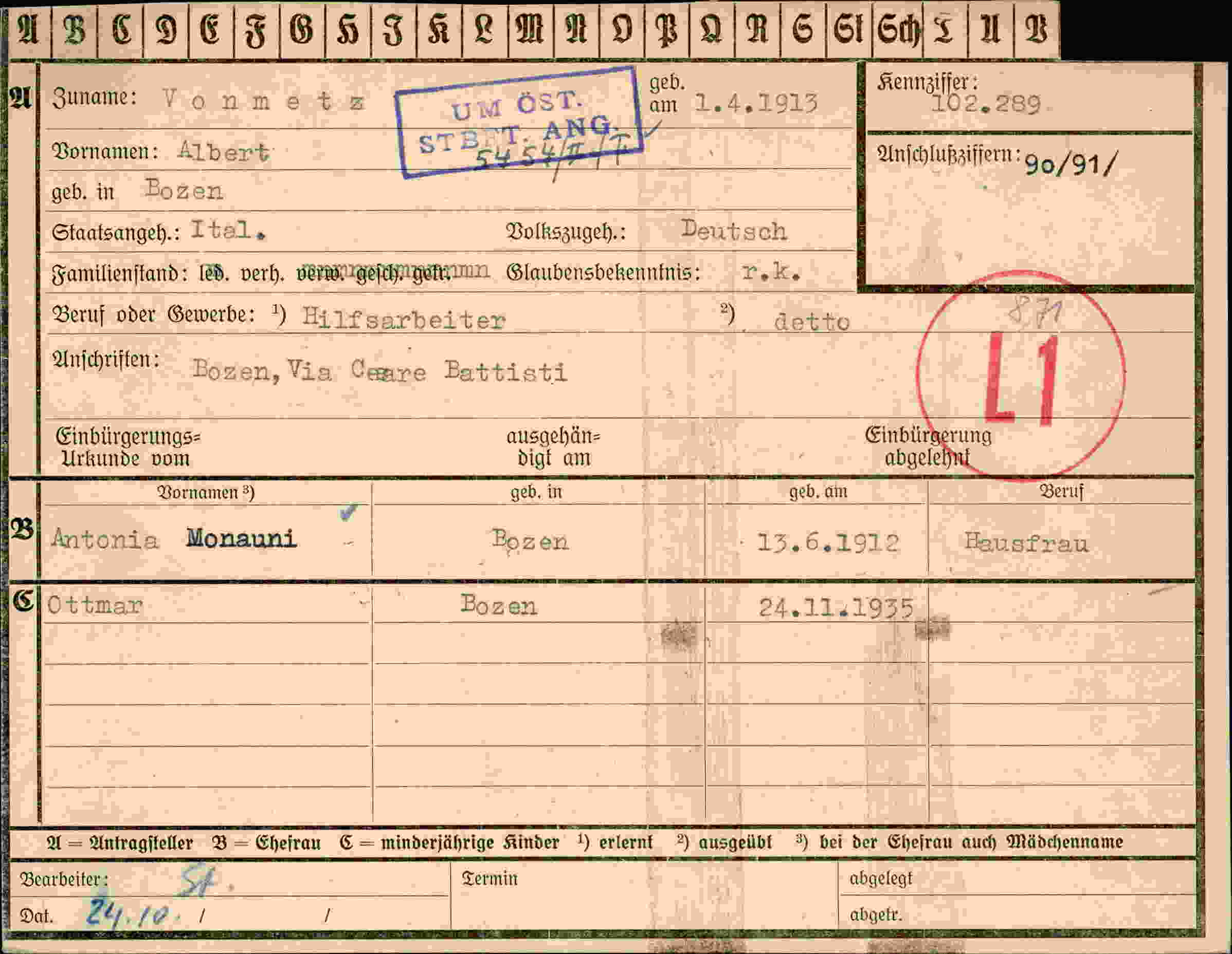 Vorderseite des Dokuments