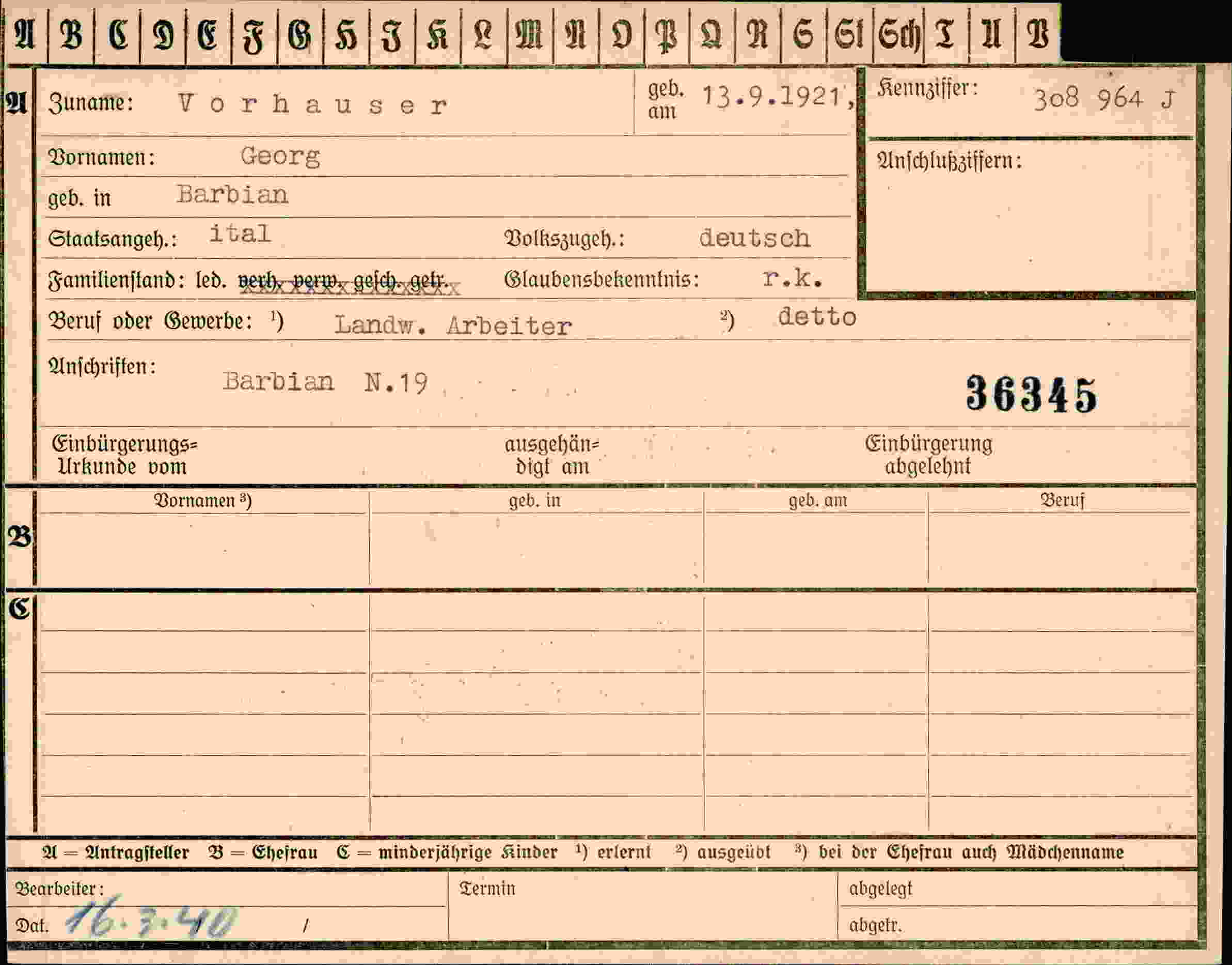 Dokument für Georg Vorhauser