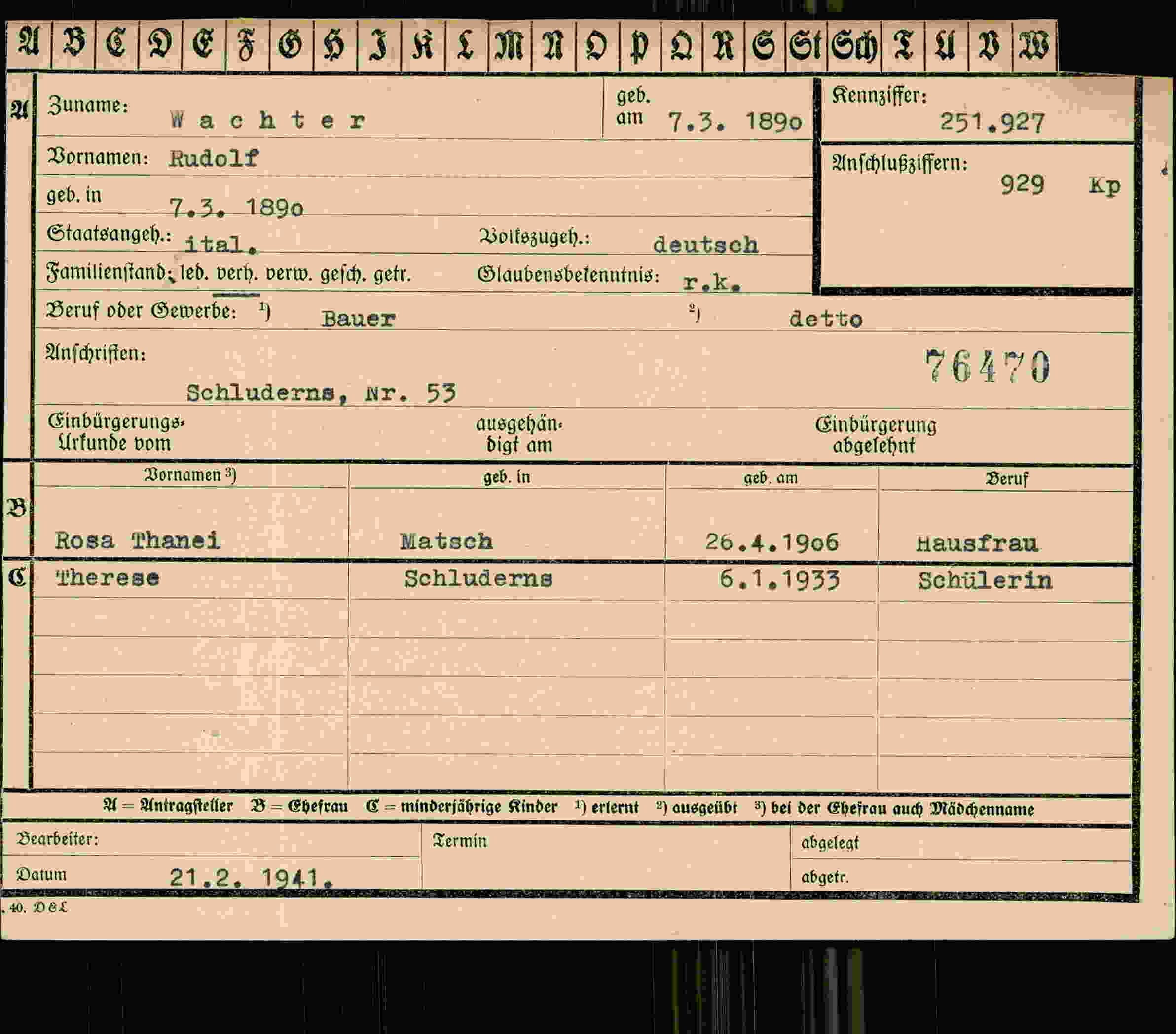 Dokument für Rudolf Wachter