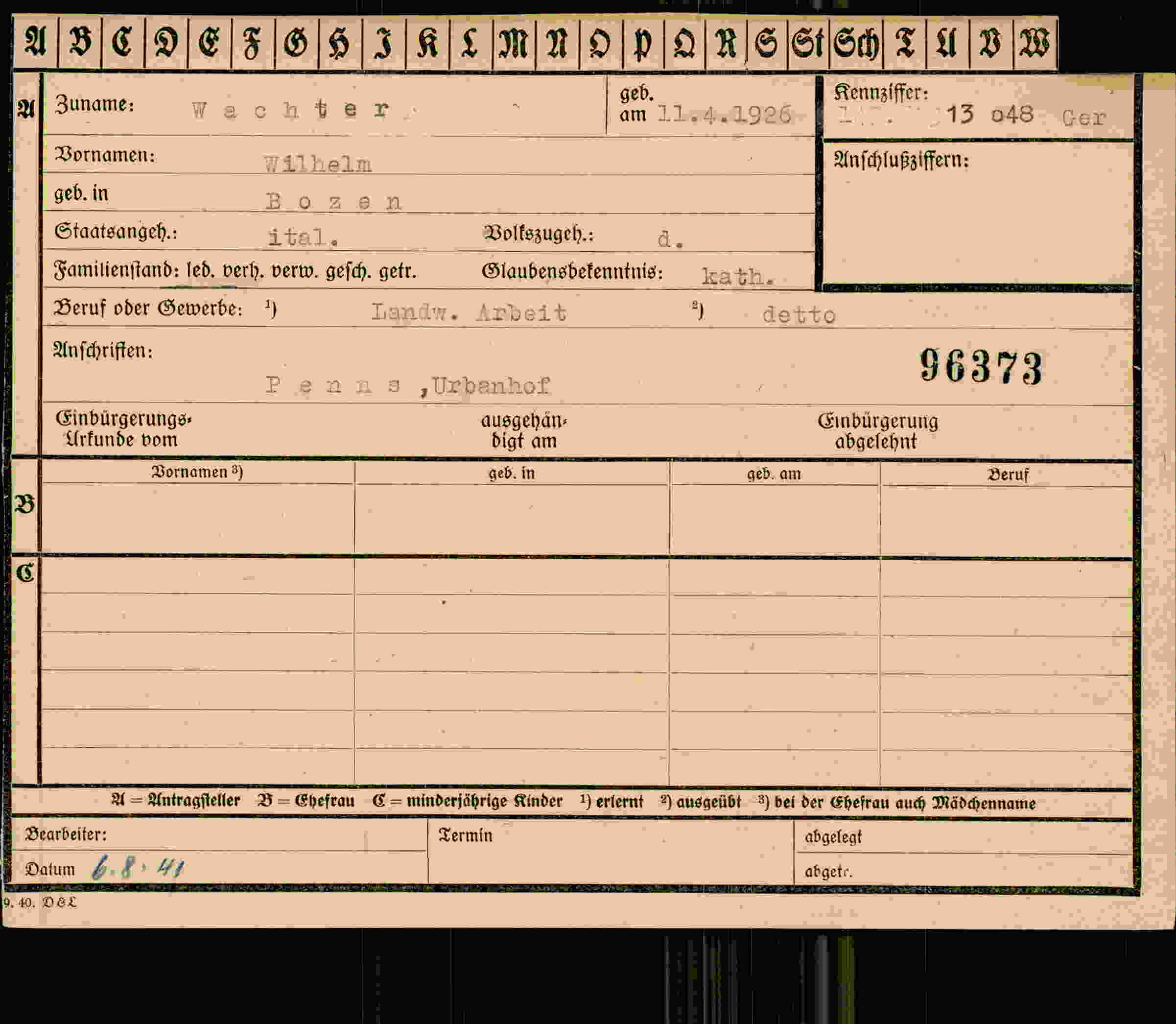 Dokument für Wilhelm Wachter