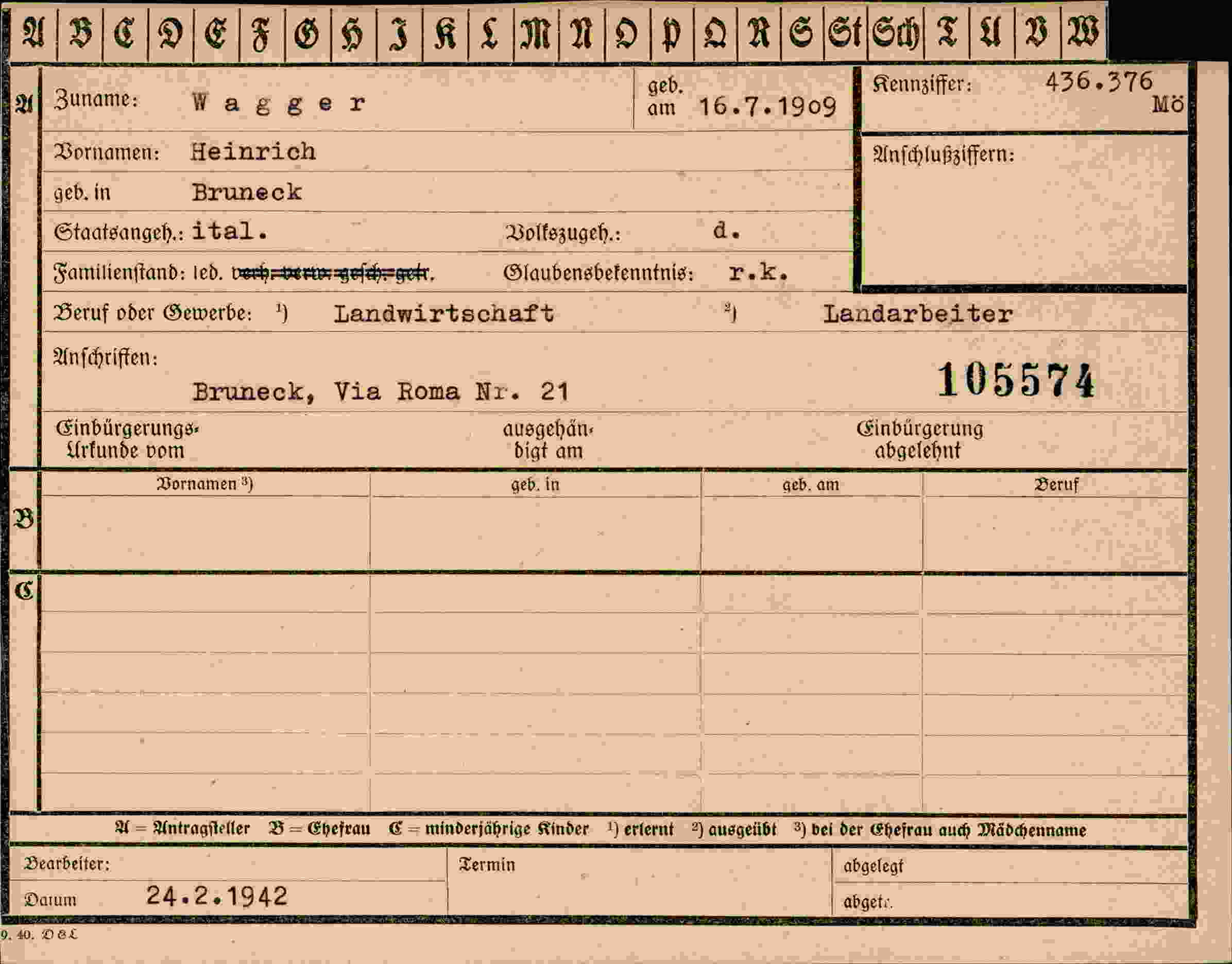 Vorderseite des Dokuments