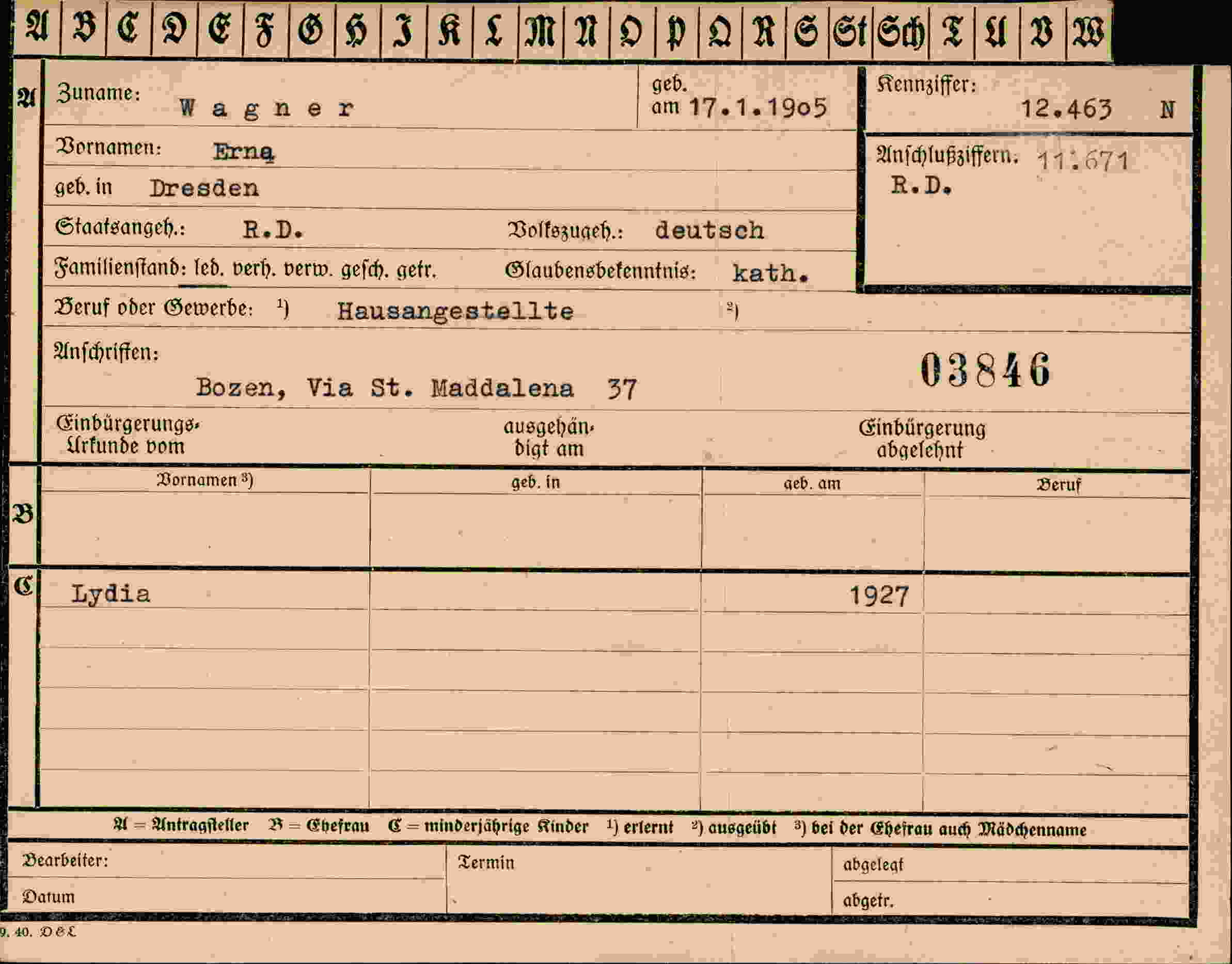 Vorderseite des Dokuments