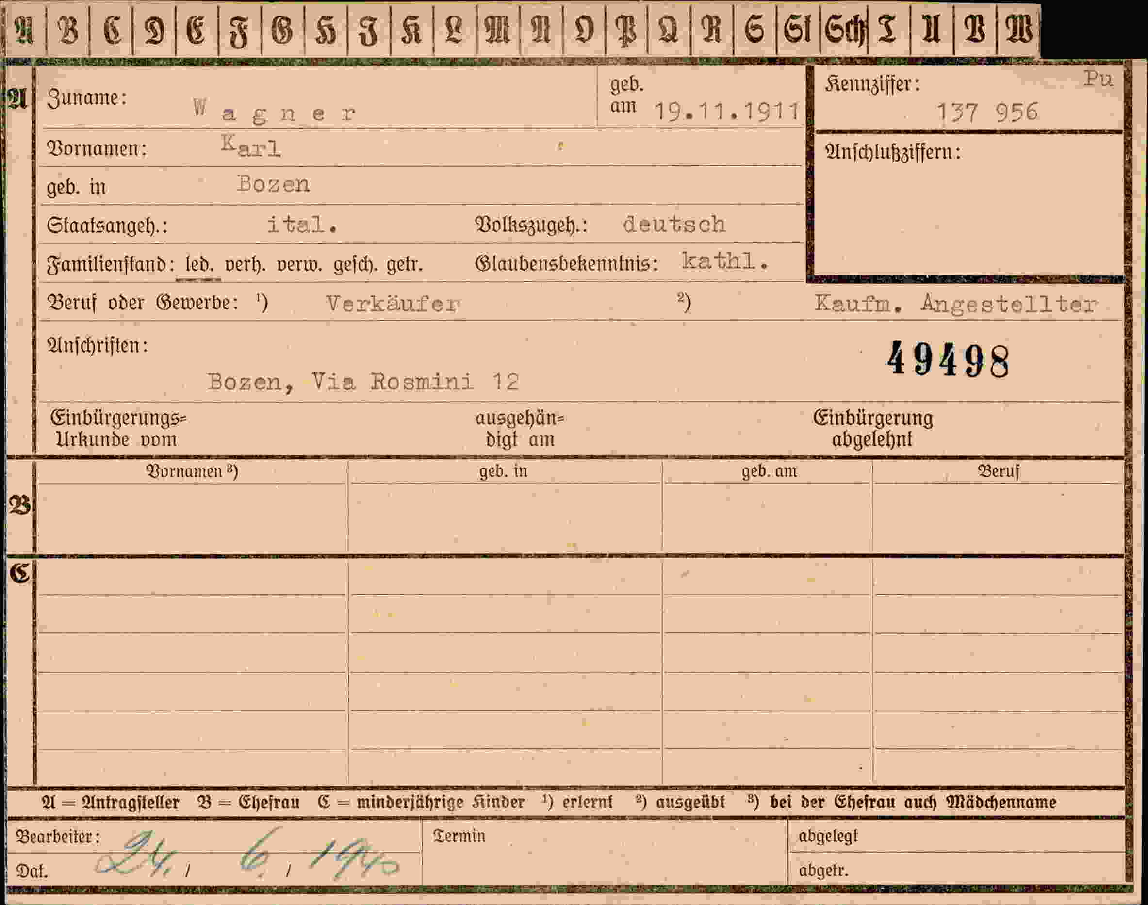 Dokument für Karl Wagner