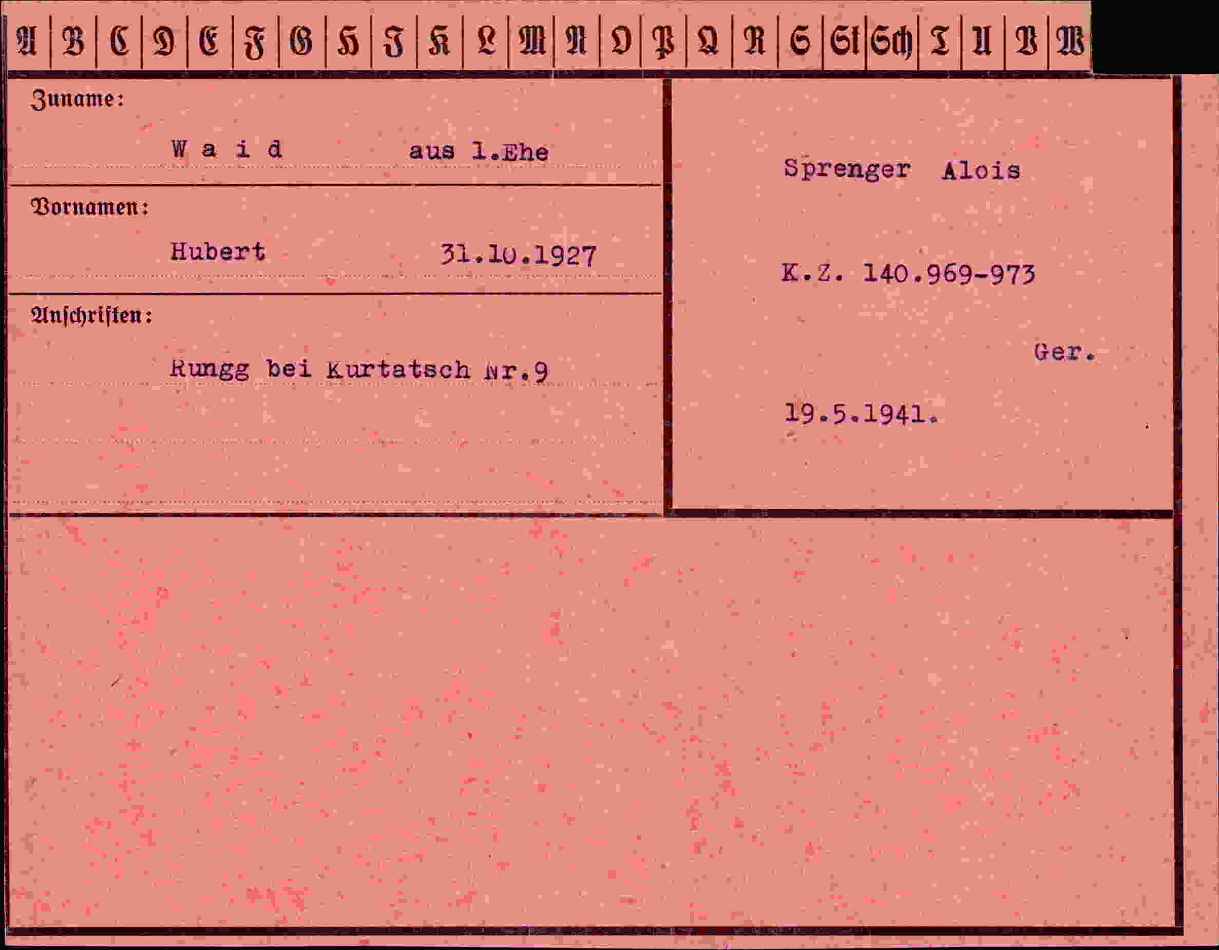 Dokument für Hubert Waid