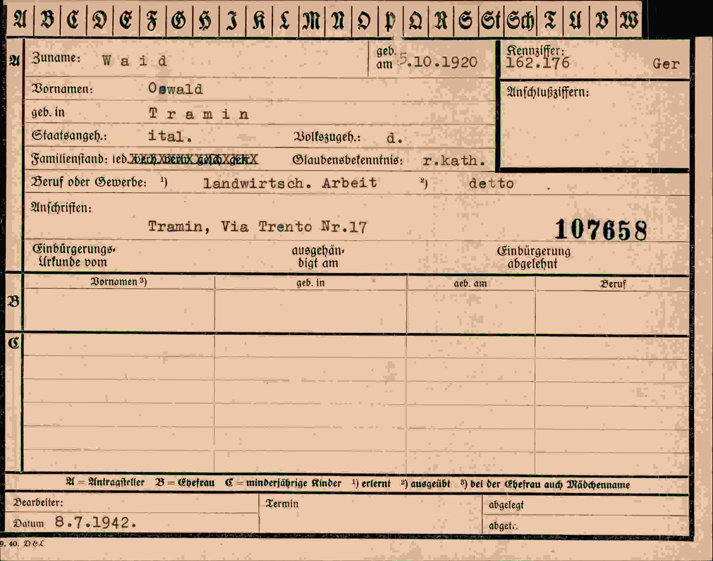 Dokument für Oswald Waid