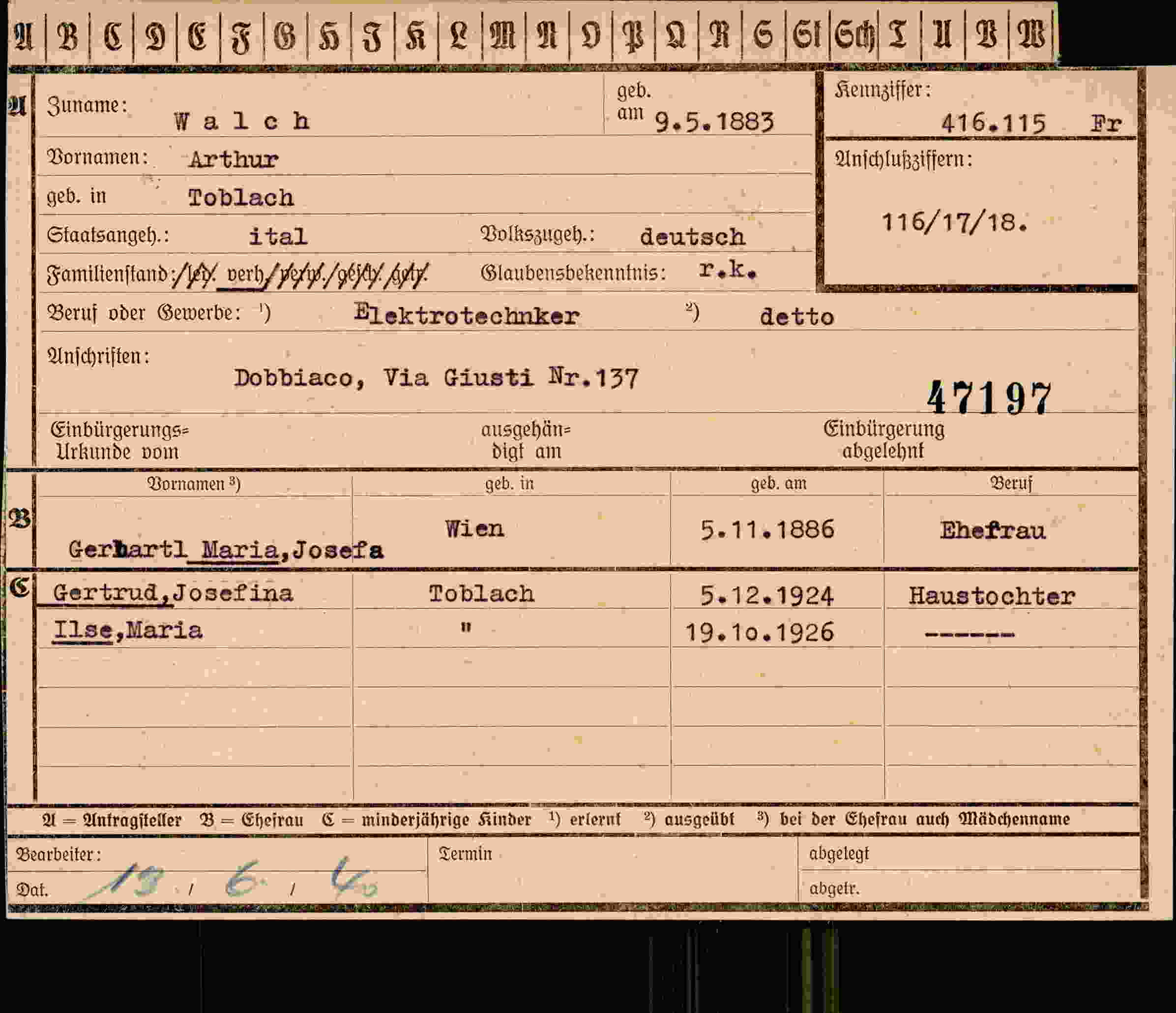 Dokument für Arthur Walch