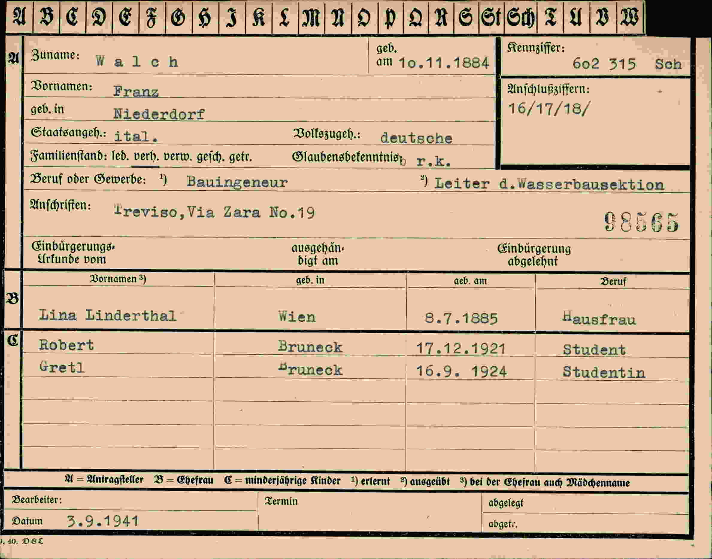 Dokument für Franz Walch